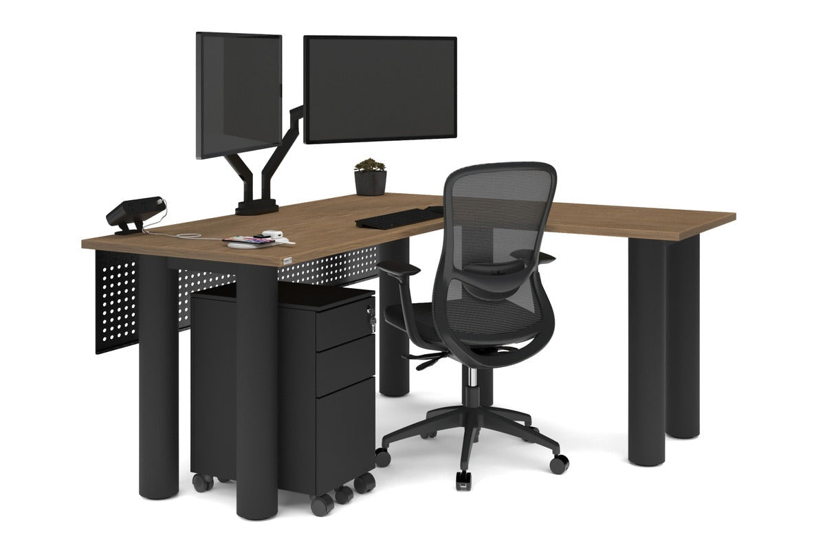 L-Shaped Corner Office Desk with Quadro Cylinder Legs - 1600L x 1450W - Perfect for Home Office, Gaming Setup & Workspace Organization