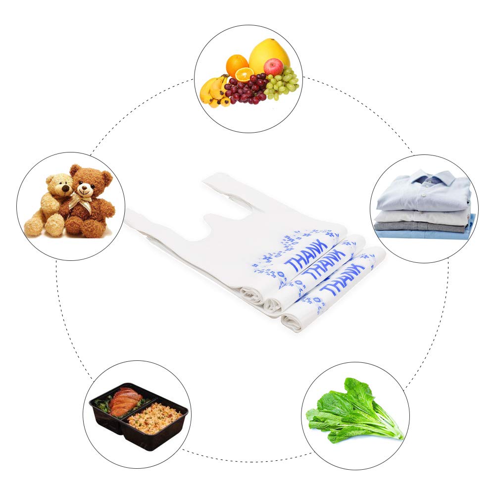 Eco-Friendly Thank You Plastic Grocery Bags with Handles - 12x20 Inch Bulk Pack (100 PCS) - Perfect for Retail Stores, Supermarkets & Small Business Merchandise - Durable Shopping Bags for Customer Purchases & Gift Packaging