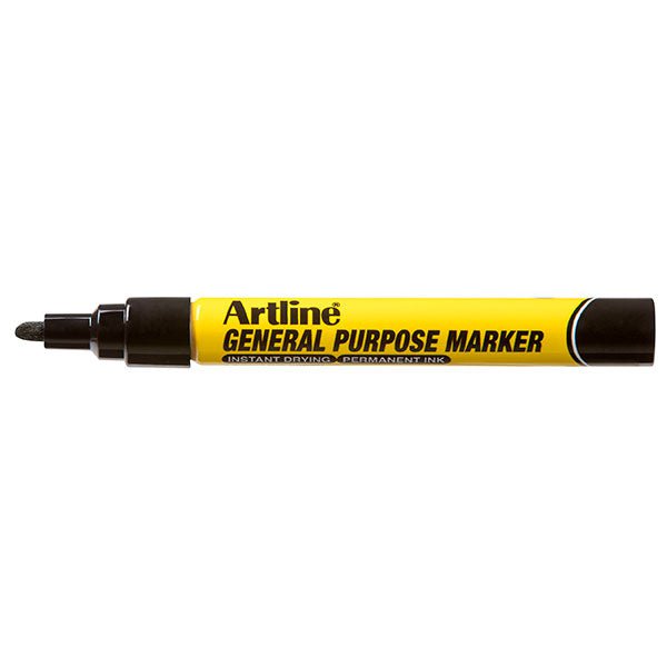 Artline General Purpose Permanent Marker Bullet Tip Black - 12 Pack - Ideal for Office, School, Home & DIY Projects - Waterproof & Fade-Resistant Ink