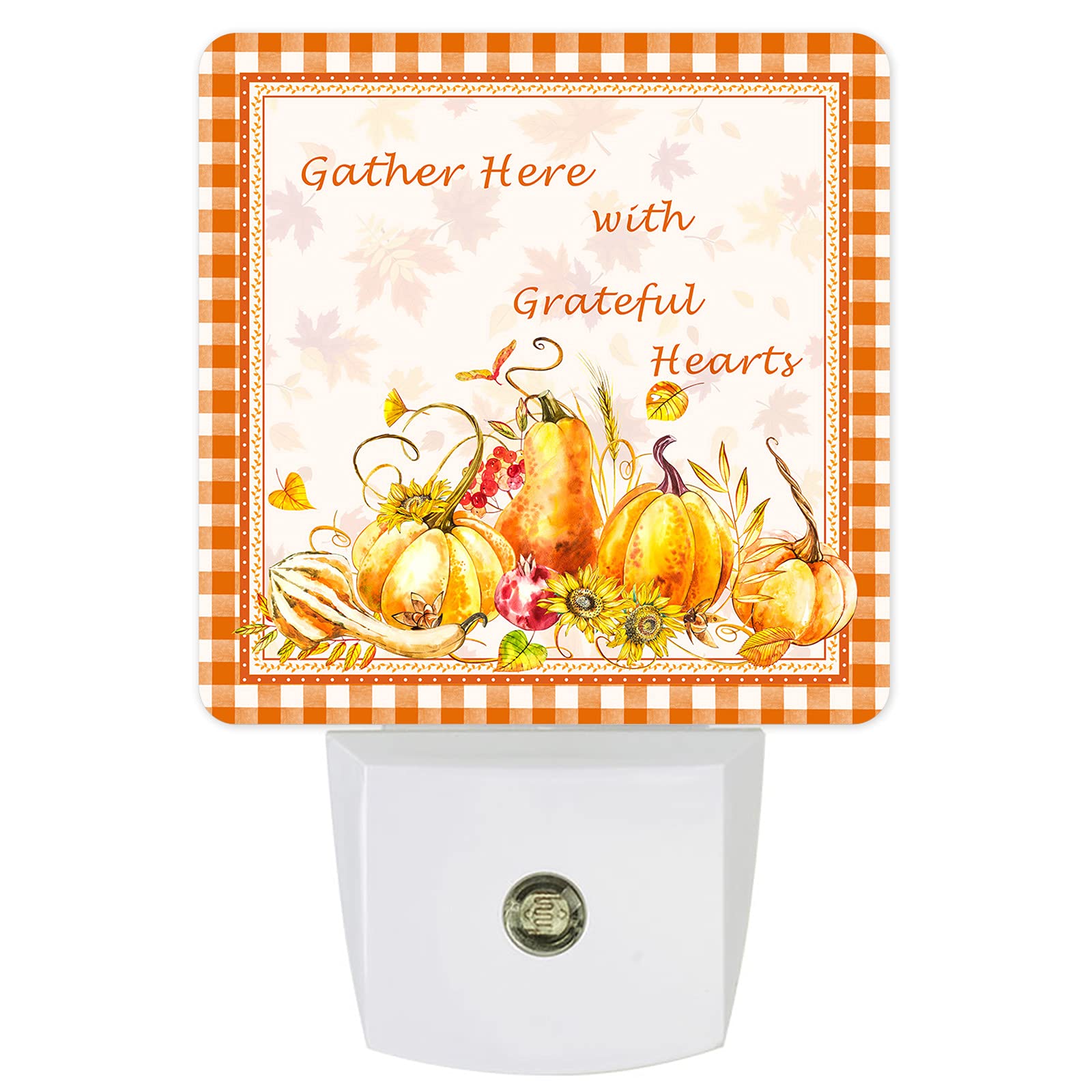 **Kids Night Light Plug-in Wall LED Lamp with Dusk-to-Dawn Sensor - Fall Harvest Orange Pumpkin Shape for Nursery, Bedroom, Bathroom, Hallway & Stairs - Perfect for Baby, Toddler & Home Decor**    *(Ideal for soothing night-time fears, creating a cozy ambiance, and providing safe navigation in dark spaces.)*