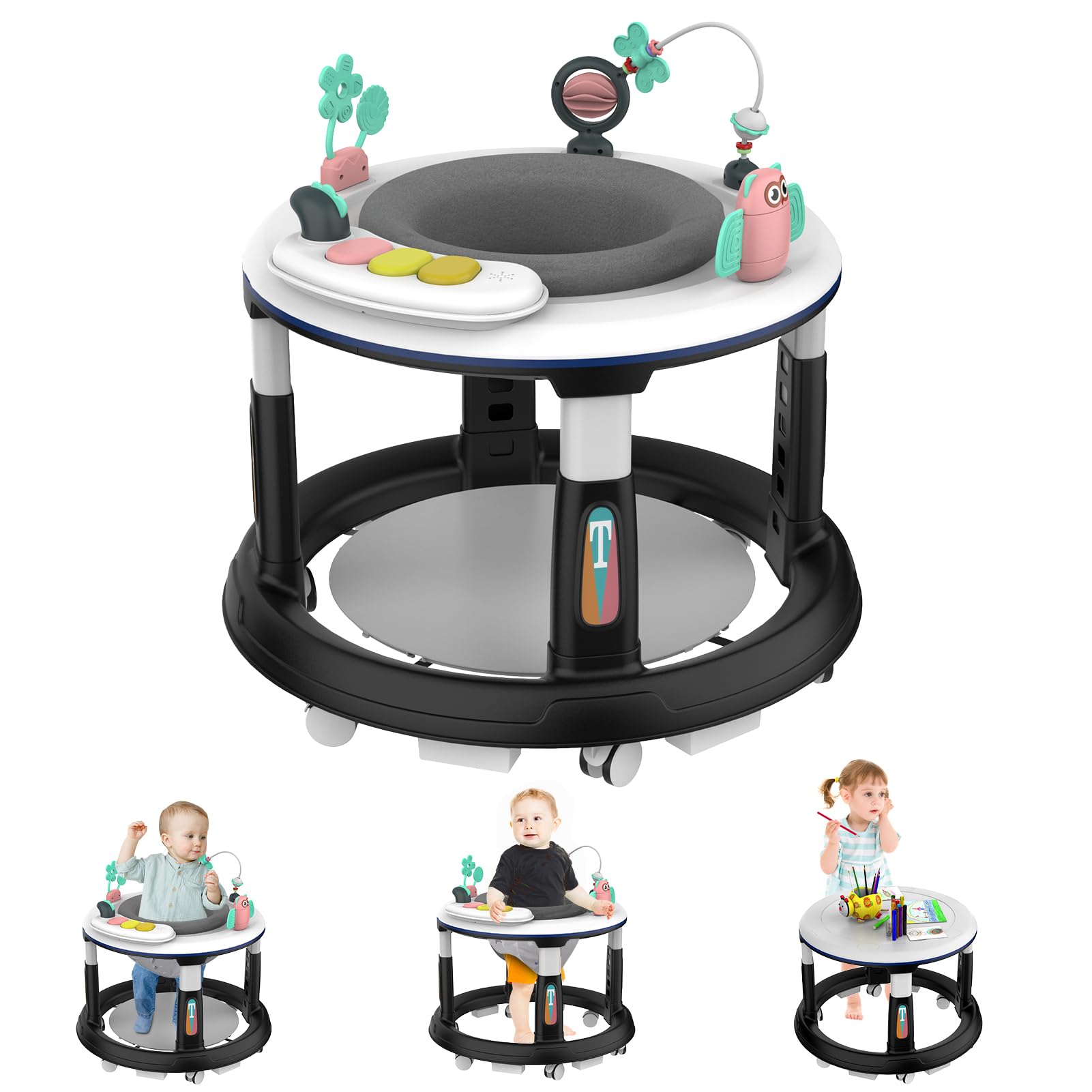 Best Baby Walker for 6-12 Months - Adjustable Height with Wheels, Music & Lights - Activity Center with Detachable Toys & Bounce Pad - Perfect for Learning to Walk & Playtime Fun for Boys & Girls