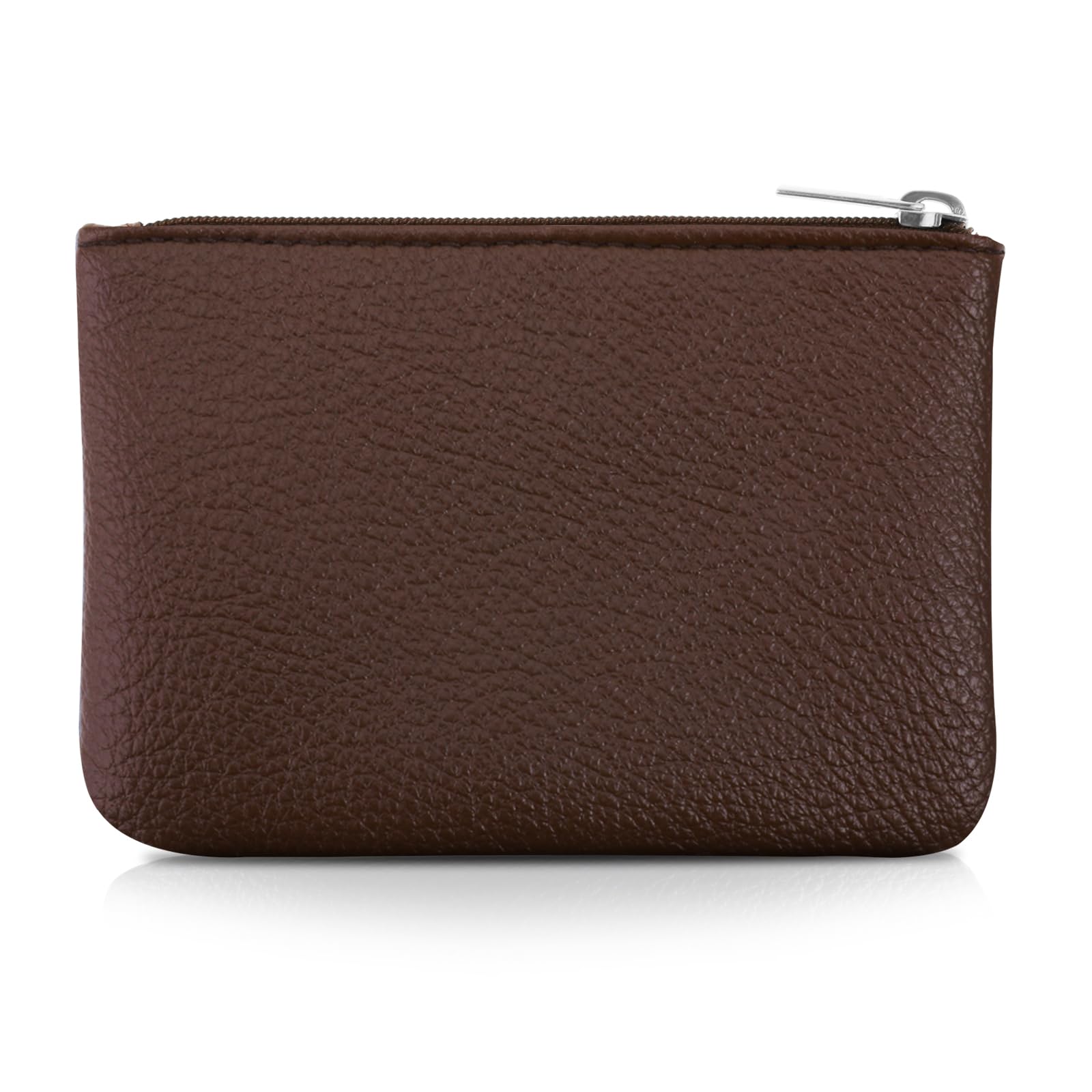 Simarro Vegan Leather Coin Purse - Lychee Pattern Zipper Wallet for Women | Compact Credit Card Holder with ID Slot | Fits Folded Bills, Keys & Lipstick (Coffee) | Perfect for Travel, Shopping & Everyday Use