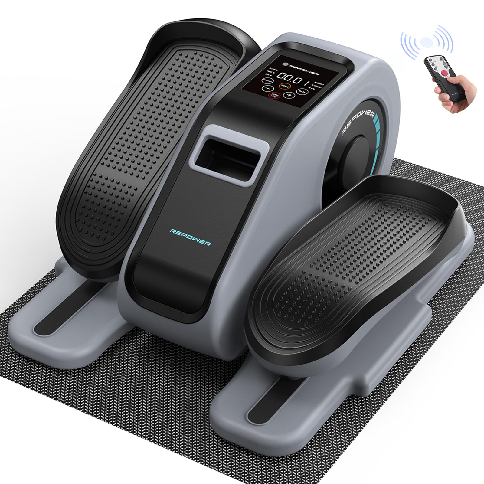 Under Desk Elliptical Machine - Quiet Electric Leg Exerciser for Home & Office Use, Fully Assembled with Remote Control, 12 Speed Levels & Resistance Bands - Perfect for Seniors, Sedentary Workers & Physical Therapy