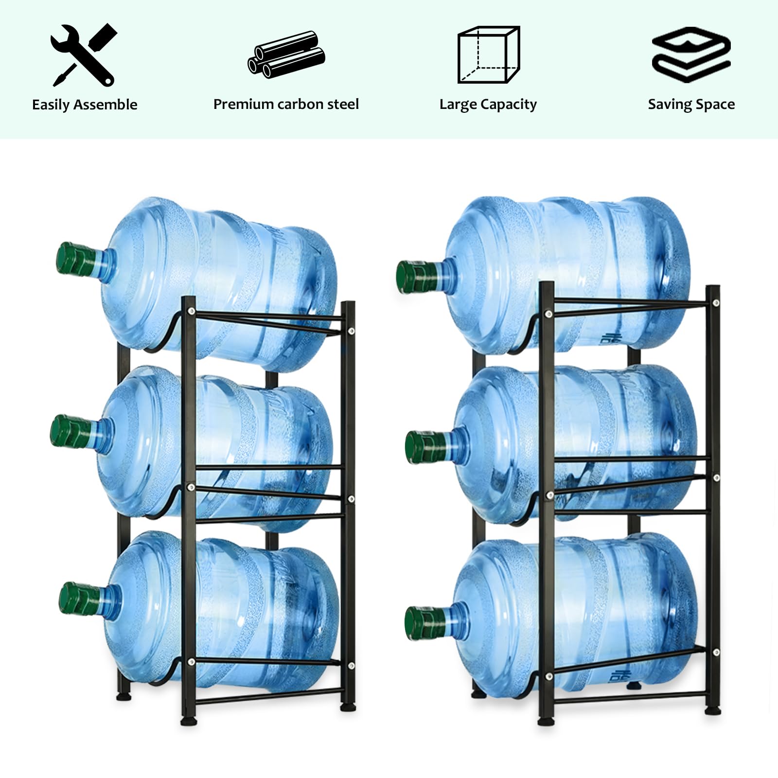 5 Gallon Water Bottle Holder - Heavy Duty 3-Tier Organizer for Home & Office