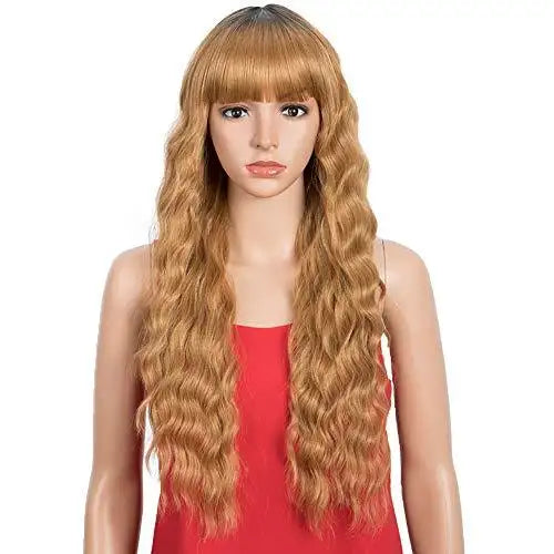 Natural Wavy Hair Wig with Bangs for Women - Soft & Realistic Synthetic Hairpiece for Daily Wear, Cosplay & Costume Parties