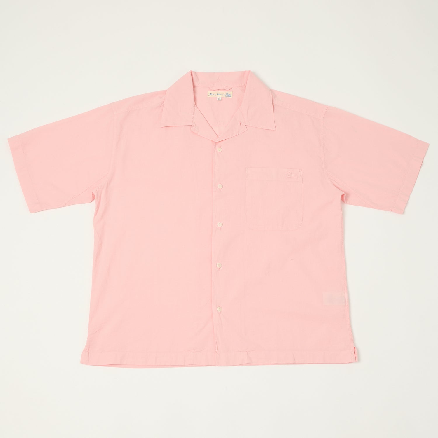 Merz b. Schwanen SHIRT09LP Organic Cotton Poplin Short Sleeve Shirt for Men - Faded Peach Color | Breathable & Comfortable Summer Casual Wear | Perfect for Outdoor Activities, Travel & Office