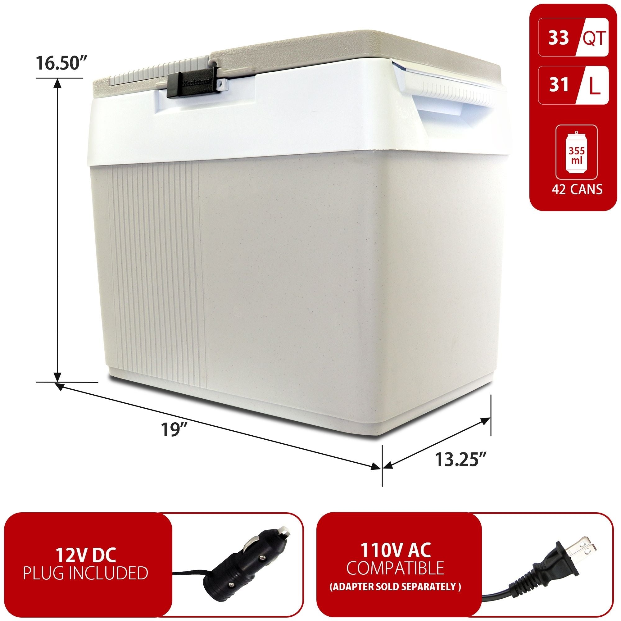 Koolatron 12V Electric Cooler and Warmer - 31L (33qt) Portable Thermoelectric Car Refrigerator with Dual Opening, 12V DC Power - Perfect for Road Trips, Camping, RV Travel & Work Vehicles - Gray