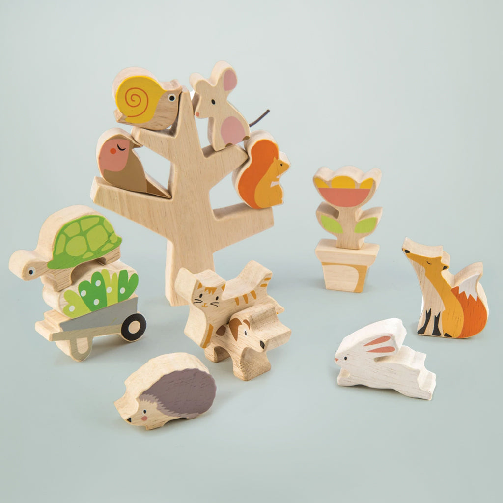 Stacking Garden Friends Animal Toys for Kids - Wooden Stacking Blocks with Cute Animals - Perfect for Early Learning, Fine Motor Skills & Playtime Fun - Ideal for Nursery, Preschool & Home Playrooms