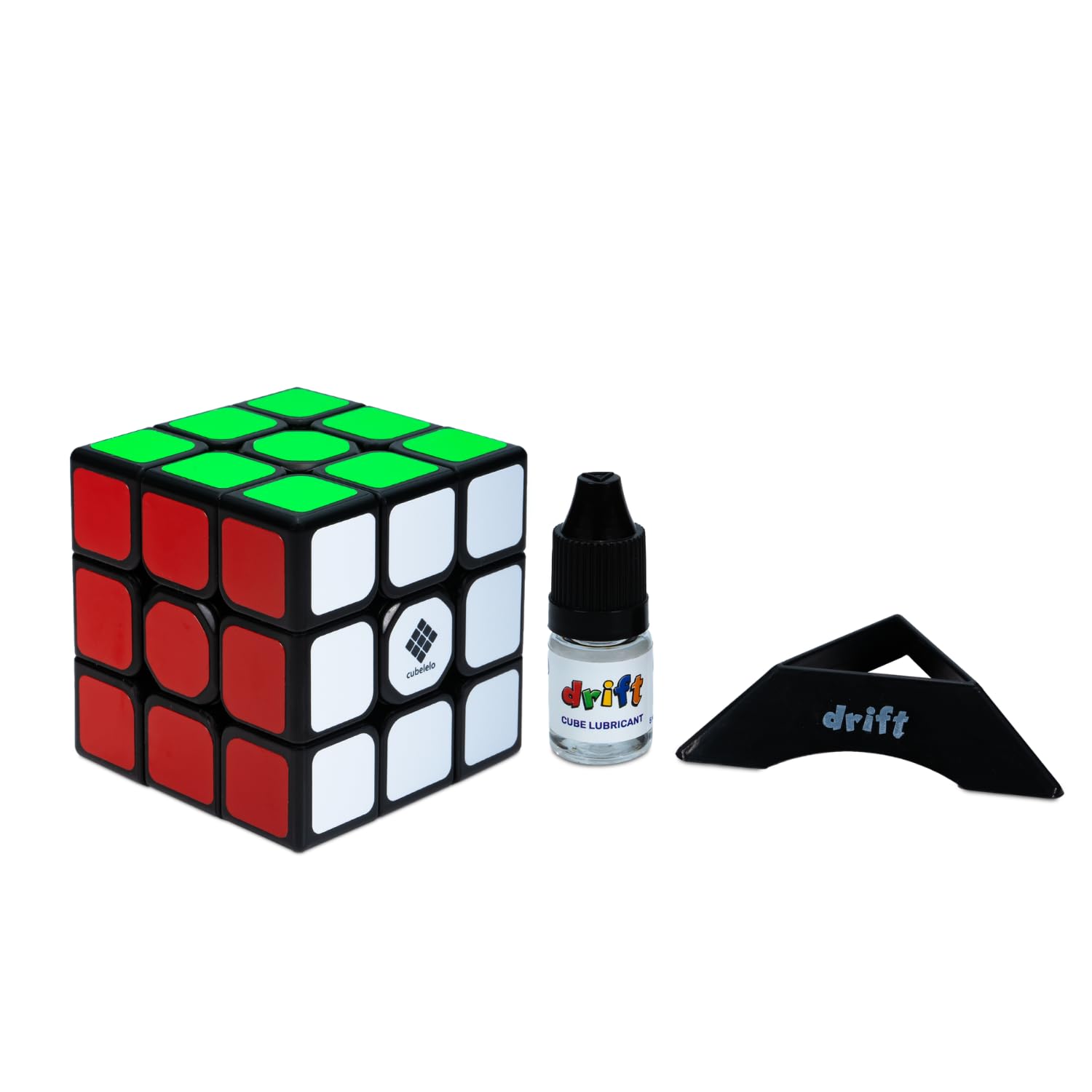 Cubelelo Drift 3x3 Black Speed Cube Set with Lubricant and Stand - Professional 3x3 Magic Cube for Adults & Kids - Smooth Fast Turning Puzzle Game for Beginners to Experts - Perfect for Competitions, Gifts & Stress Relief