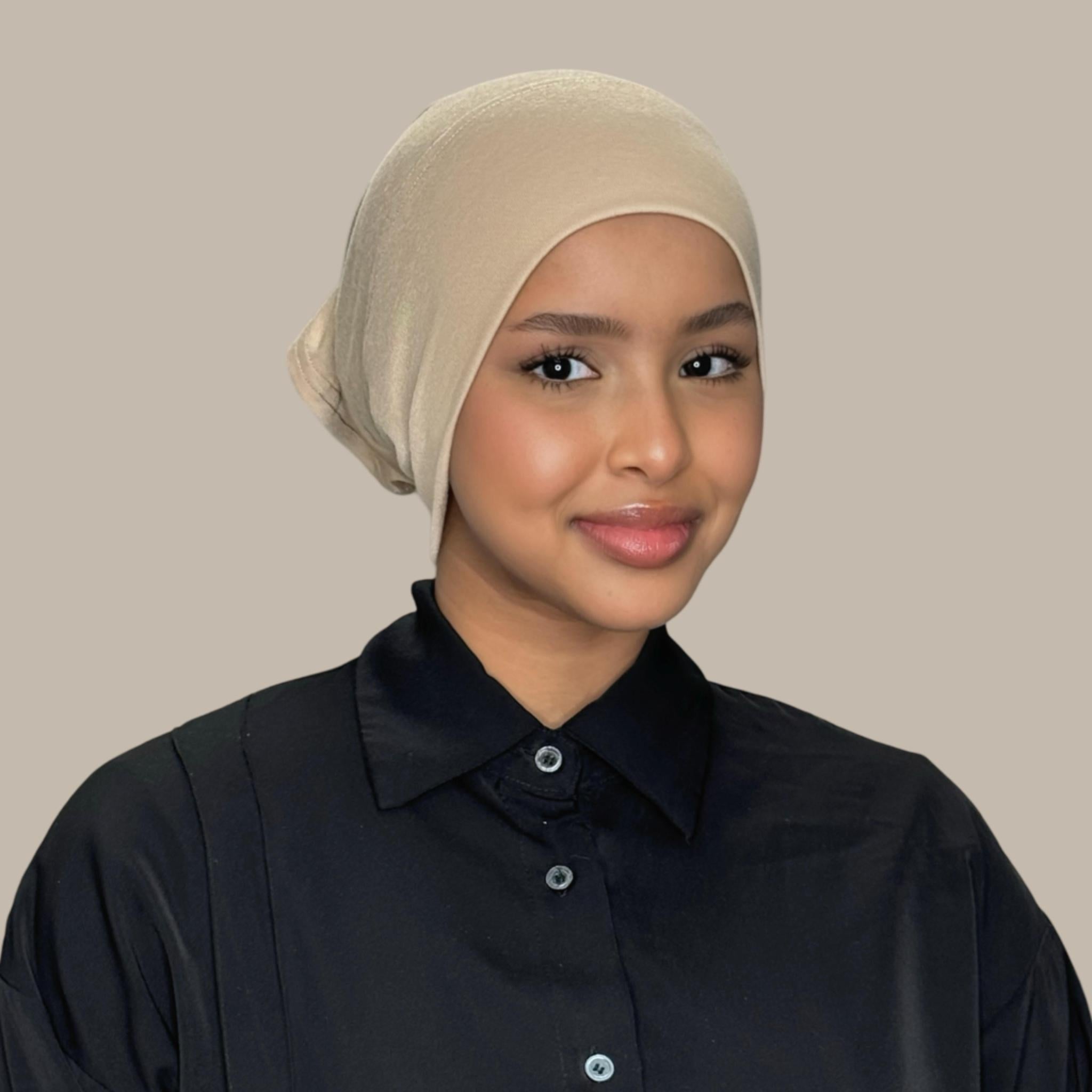 Premium Cotton Underscarf for Women - Breathable Muslim Hijab Cap - Comfortable Head Cover for Daily Wear & Prayer - Desert Beige