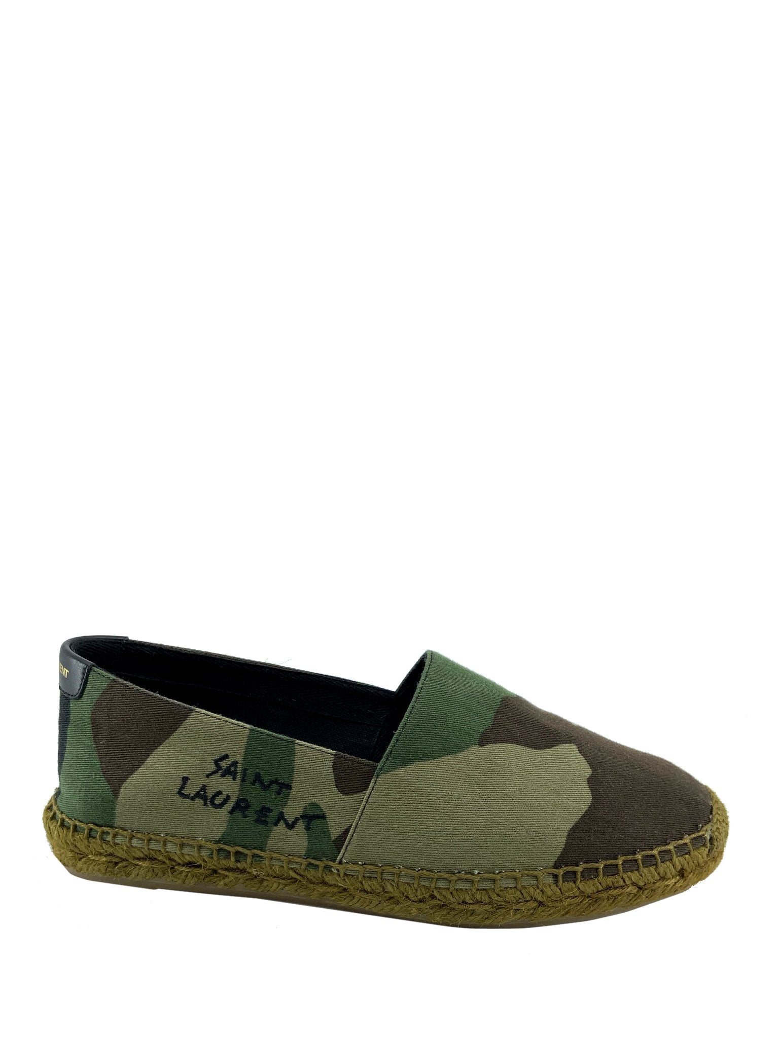 Saint Laurent Signature Camo Canvas Espadrilles Women's Size 6 - Stylish Designer Slip-On Shoes for Casual Outings & Summer Fashion