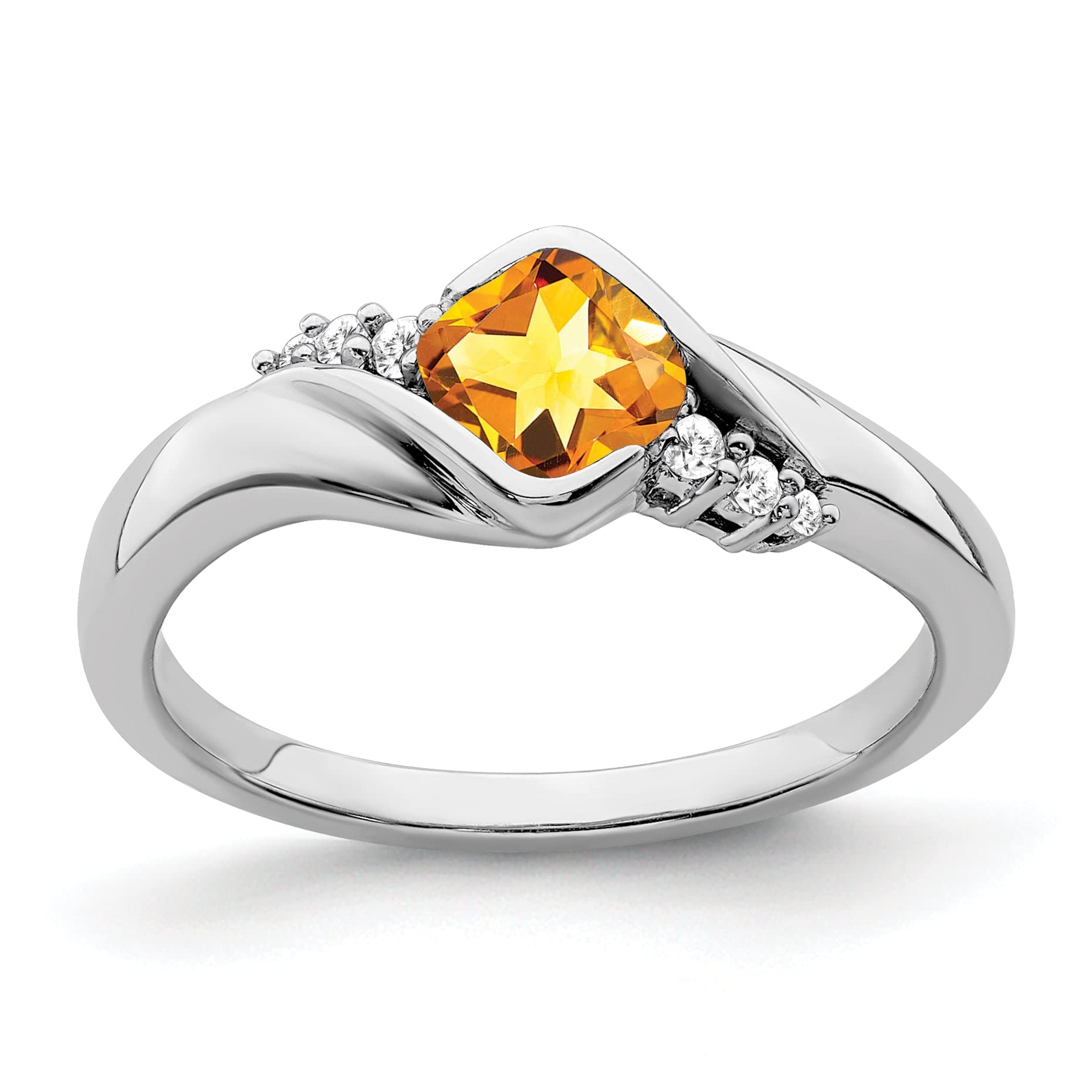 14K White Gold Natural Citrine and Diamond Ring for Women - Elegant Birthstone Jewelry Gift for Anniversary, Birthday & Special Occasions | RM7156-CI-006-WA