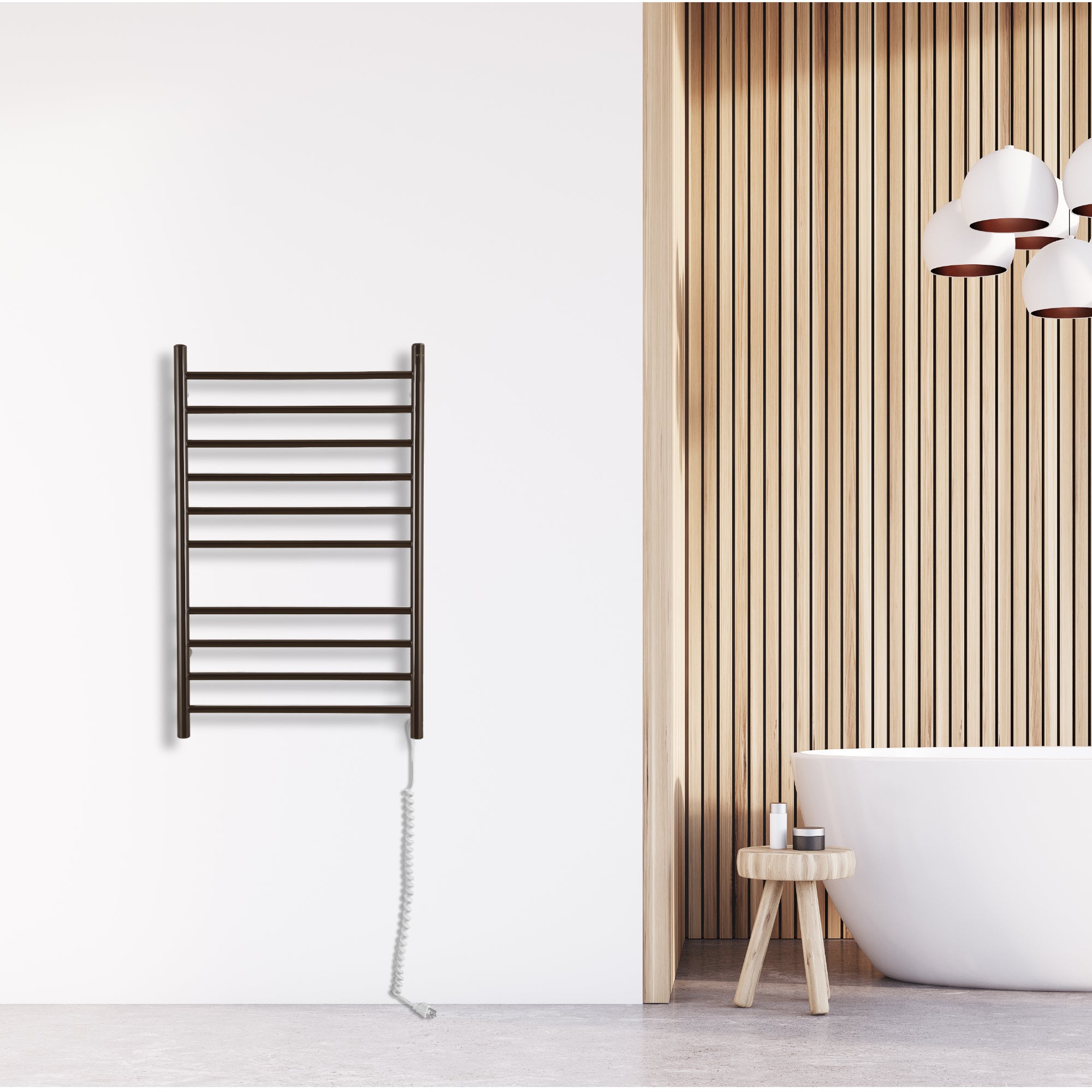 Ancona Novara Dual 10 Bar Hardwire & Plug-in Wall Mounted Towel Warmer in Oil Rubbed Bronze - Perfect for Bathroom, Spa, and Luxury Home Heating Solution