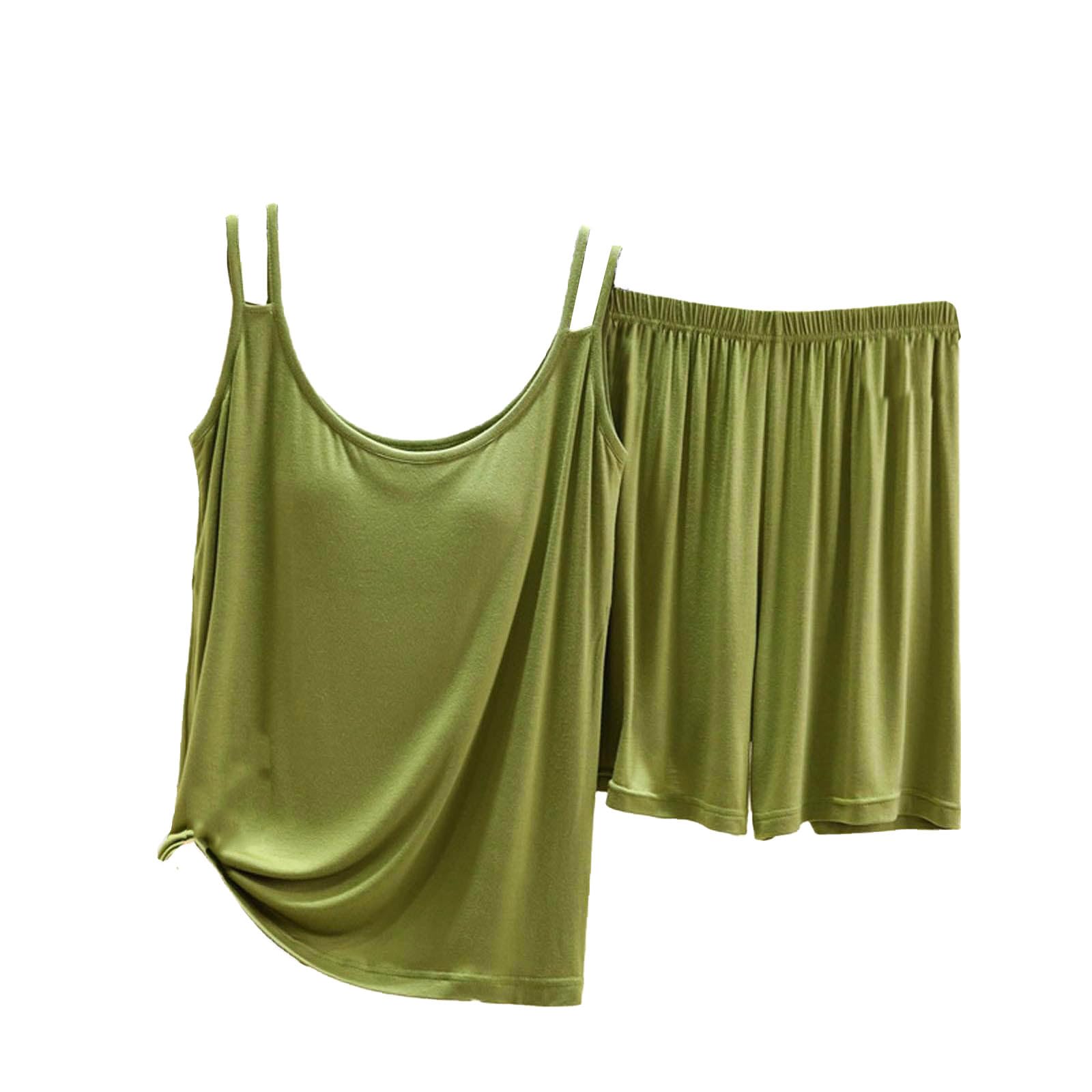Women's Pajama Short Sets with Built-in Bra - Soft Sleepwear for Summer & Lounge