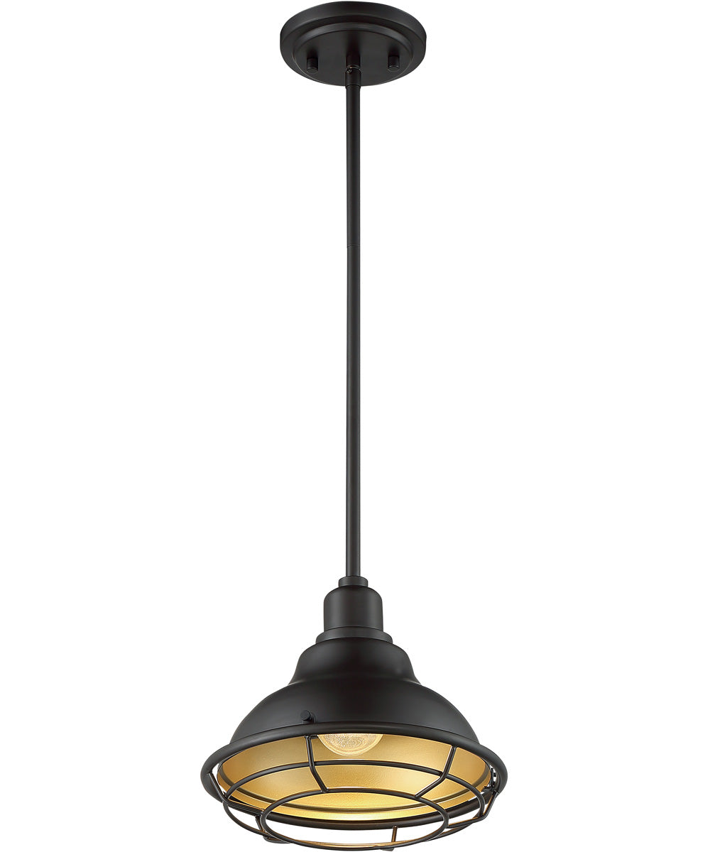 10W Newbridge 1-Light Pendant Light Fixture in Dark Bronze & Gold - Perfect for Kitchen Island, Dining Room, or Entryway Lighting
