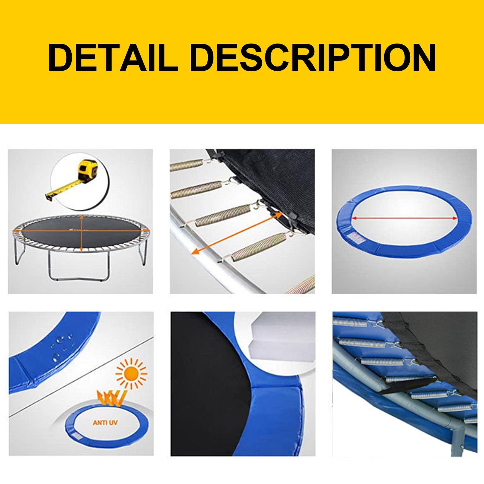 High-Quality Replacement Trampoline Safety Pad Mat - Durable PVC, EPE & PE Spring Cover for Maximum Protection | Perfect for Backyard Trampoline Maintenance & Safety Upgrades