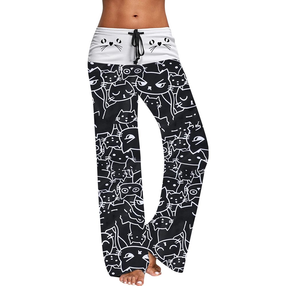 Posijego Black Women's Summer Fall Stockings - Paperbag Waist Casual Graphic Pants for Women | 2022 Fashion Trend A9 M | Perfect for Office, Dating & Daily Wear