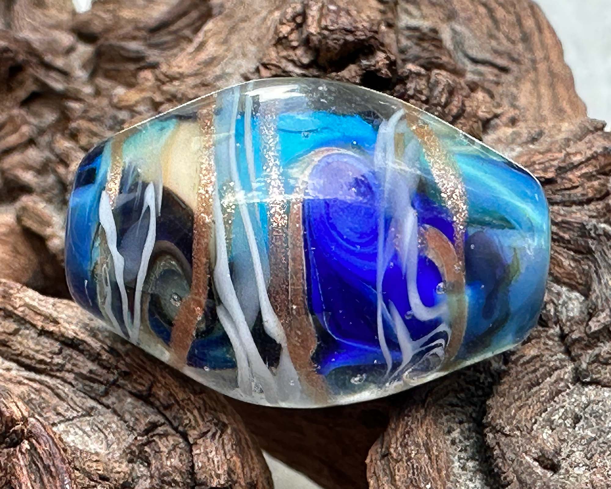 Handmade Ocean Blue Lampwork Glass Focal Bead - SRA Certified Artisan Jewelry Component for Necklaces, Bracelets & DIY Crafting