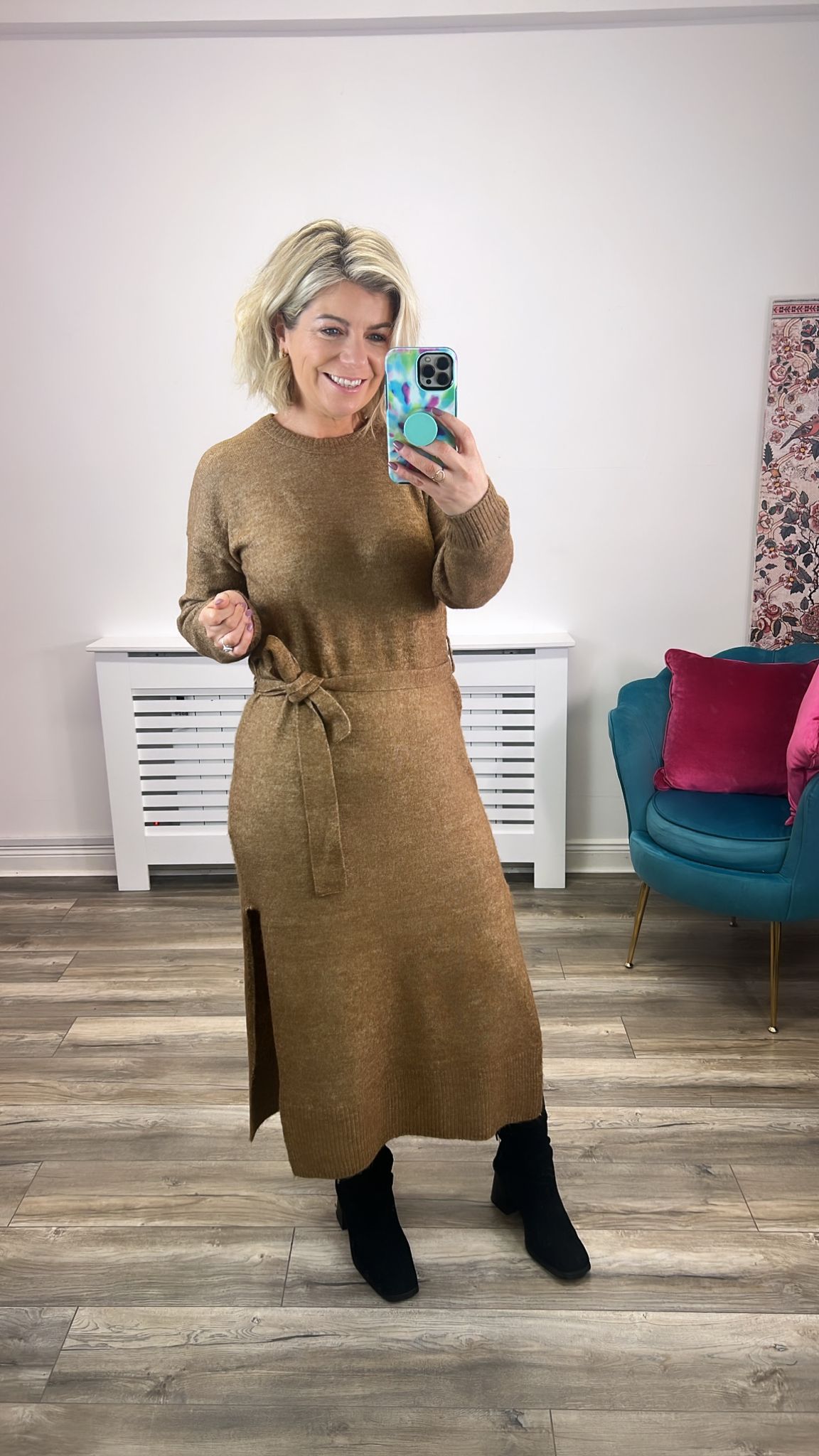 Cilia Long Knit Dress in Toasted Coconut - Women's Elegant Boho Maxi Dress for Casual Outings, Date Nights & Beach Vacations