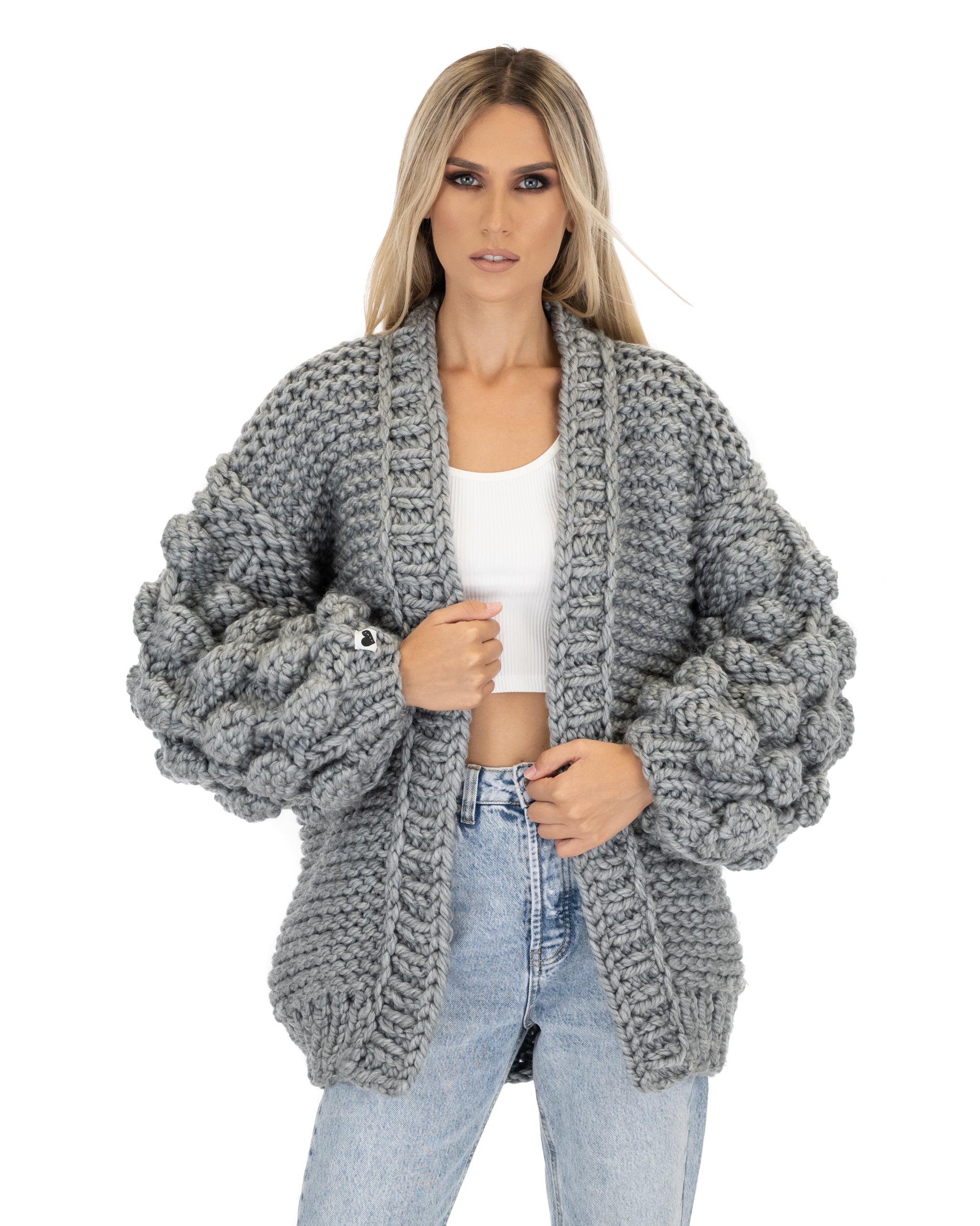 Stylish Bubble Sleeve Cardigan for Women - Soft Knit Open Front Sweater | Perfect for Office, Date Night & Casual Outfits