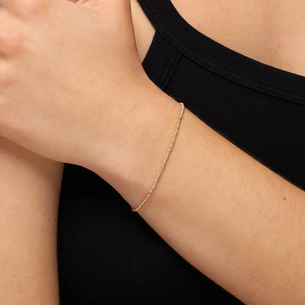10k Gold Micro Beaded Bracelet for Women - Elegant Stackable Jewelry for Everyday Wear, Gifts & Special Occasions