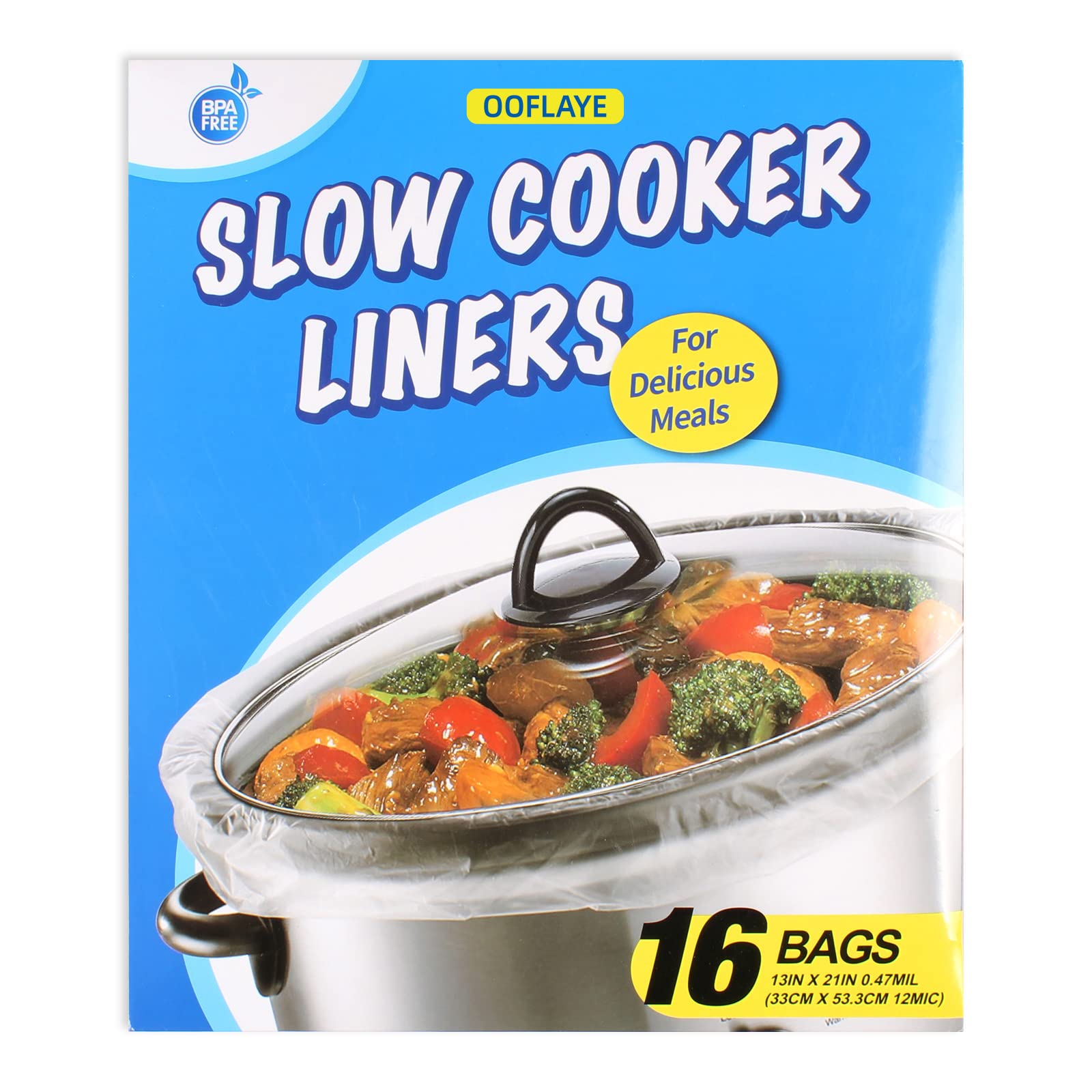 16-Pack Slow Cooker Liners - Disposable Cooking Bags for 3QT to 8QT Crock Pots (13