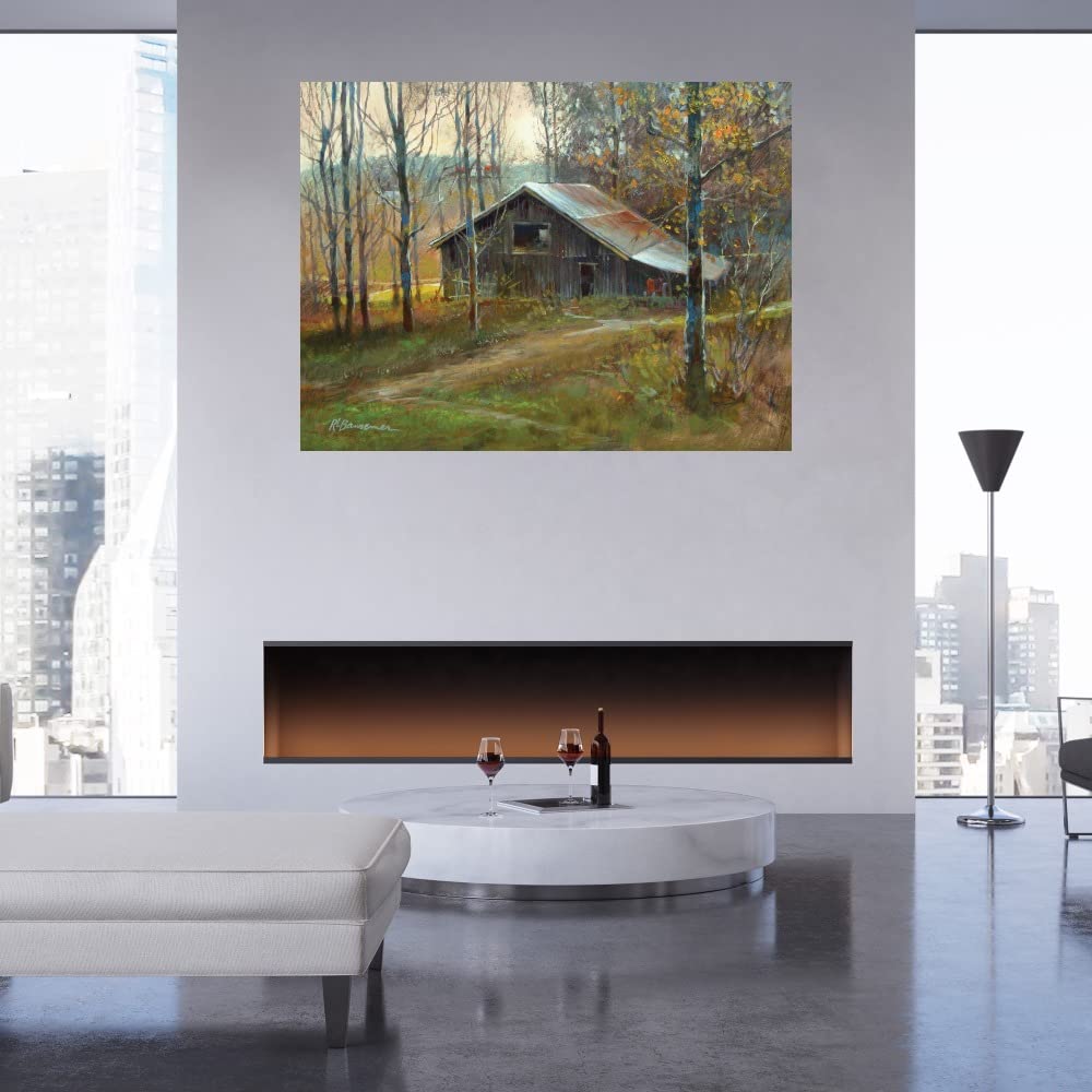 Pinnacle Mountain Barn Fine Art Canvas Wall Decor by Roger Bansemer - 32x24 Inch Ready to Hang Painting for Living Room, Bedroom, Office - Rustic Landscape Artwork Perfect for Farmhouse, Cabin & Mountain Home Decor