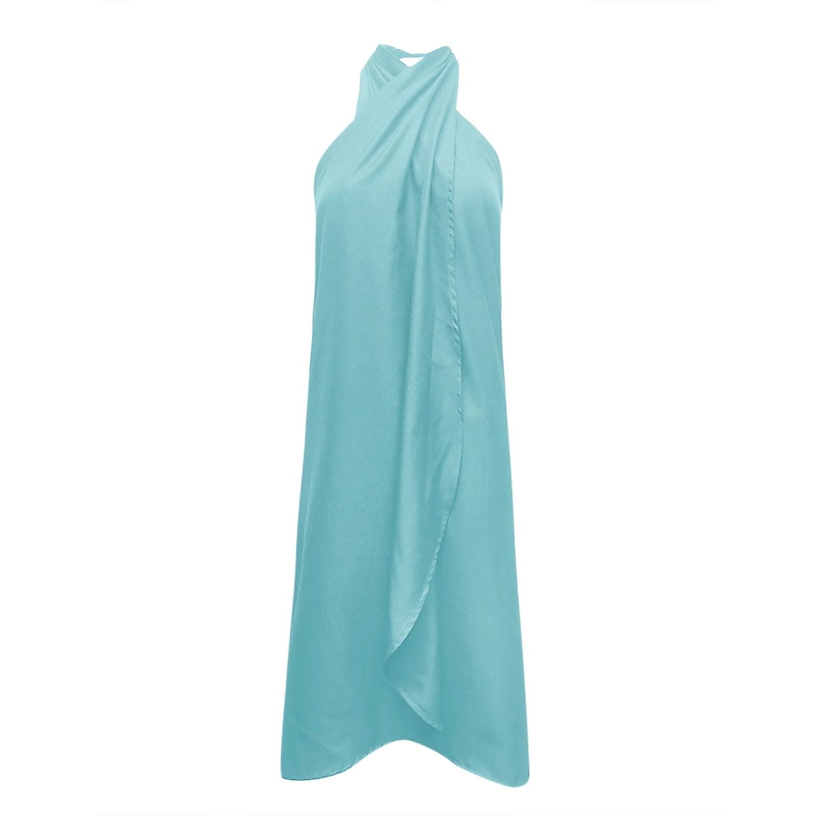 Women's Casual Beach Dress - Flowy Halter Summer Dress with Loose Neck & Irregular Hem | Perfect for Vacations, Pool Parties, and Summer Outings