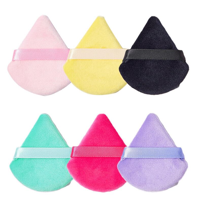6-Piece Soft Triangle Powder Puffs - Premium Makeup Sponges for Loose Powder, Foundation & Body Cosmetics | Beauty Blender Tools in Multicolor | Perfect for Professional Makeup Application & Travel Touch-Ups