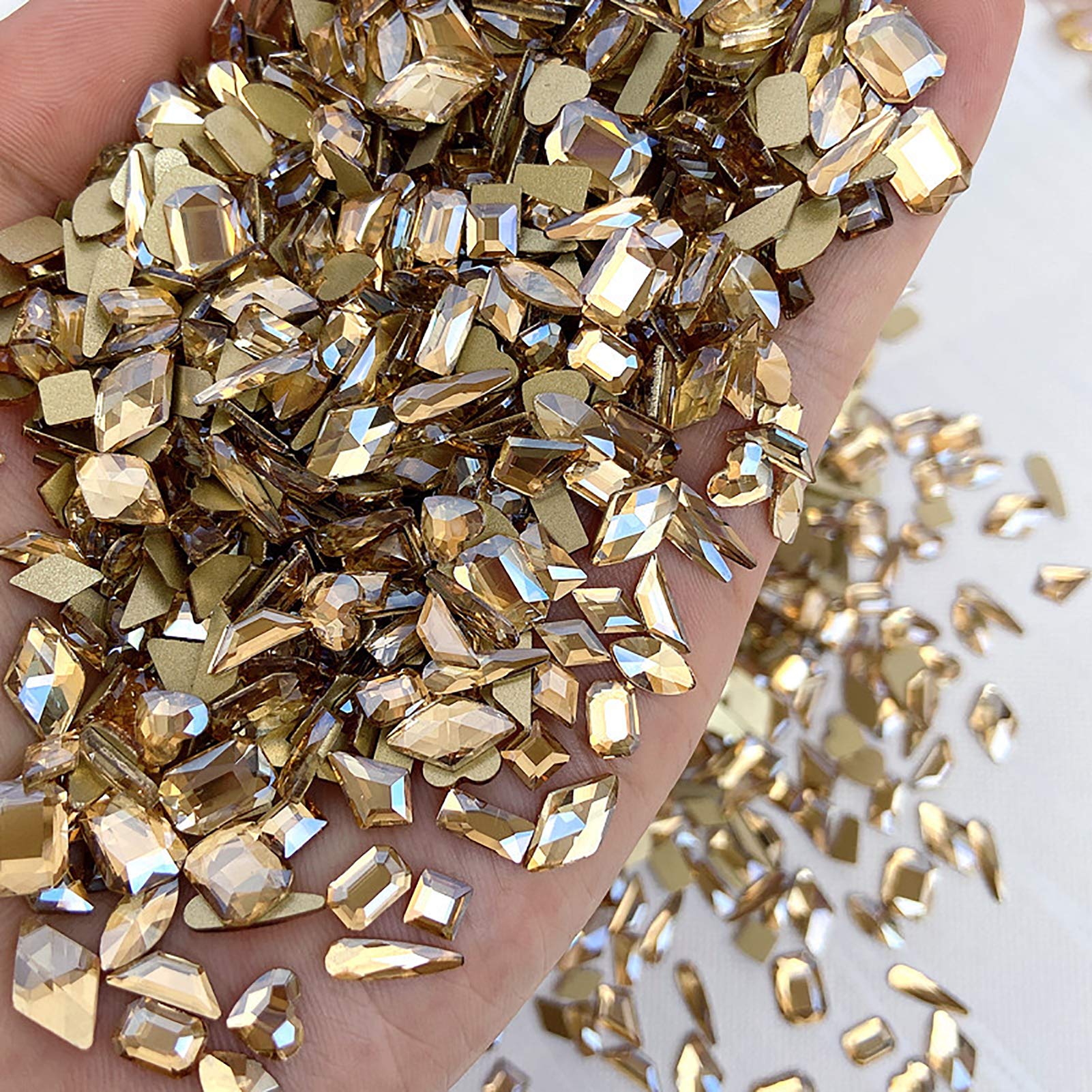 3D Geometric Nail Rhinestones - 50pcs Flat Back Gems for Nail Art & DIY Crafts