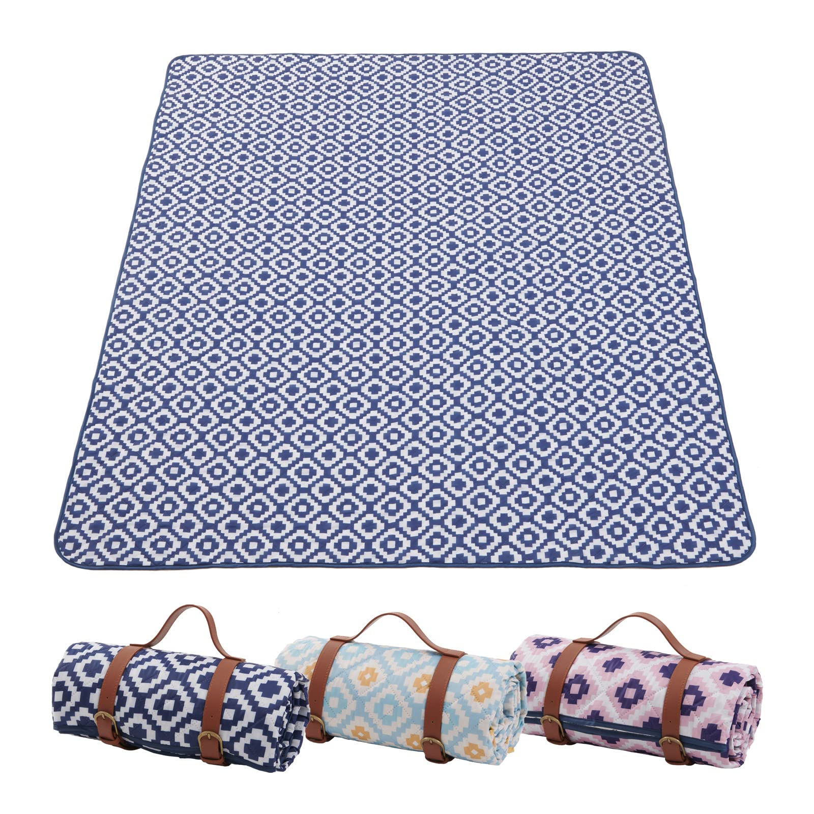 **Waterproof Sandproof Picnic Blanket with Carry Strap – Large Portable Beach Mat for Park, Travel & Hiking – Family Outdoor Blanket with Single Cushion for Picnics, Beach Days & Camping**