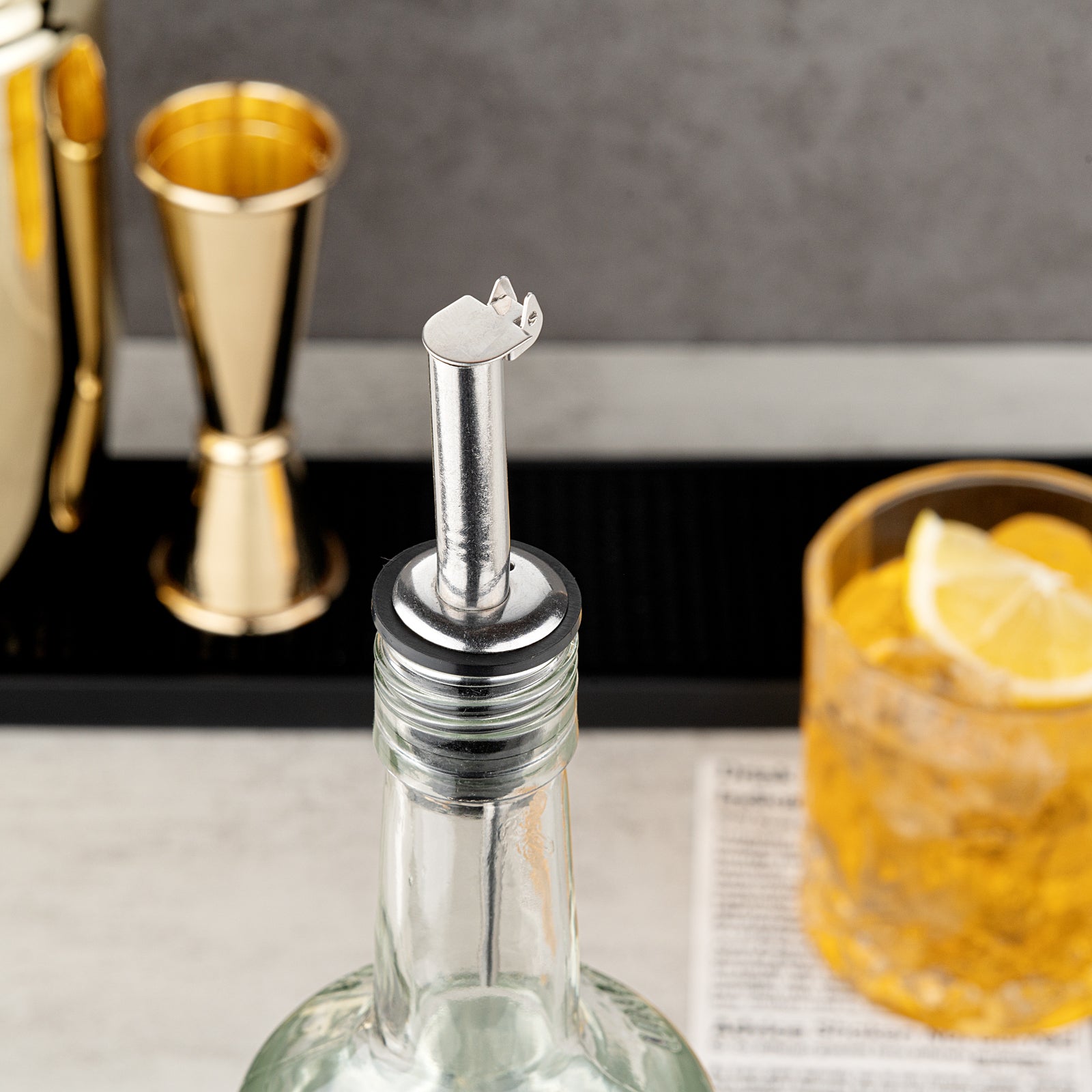 Premium Stainless Steel Liquor Pourer with Flip Cap - 4.25