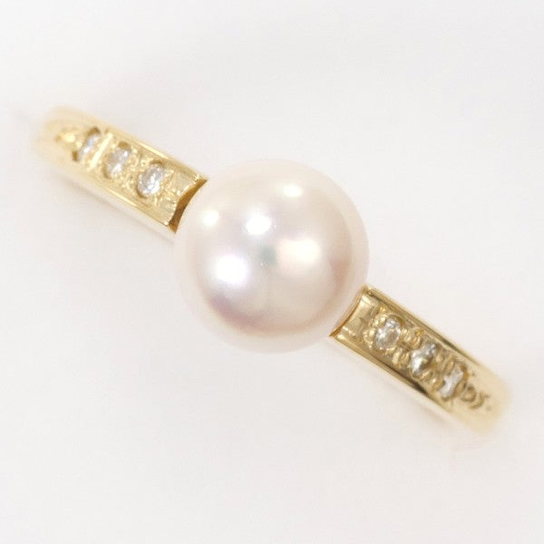 18K Yellow Gold Pearl Diamond Ring for Women - Elegant Bridal, Engagement & Anniversary Jewelry Gift - Perfect for Weddings, Parties & Special Occasions