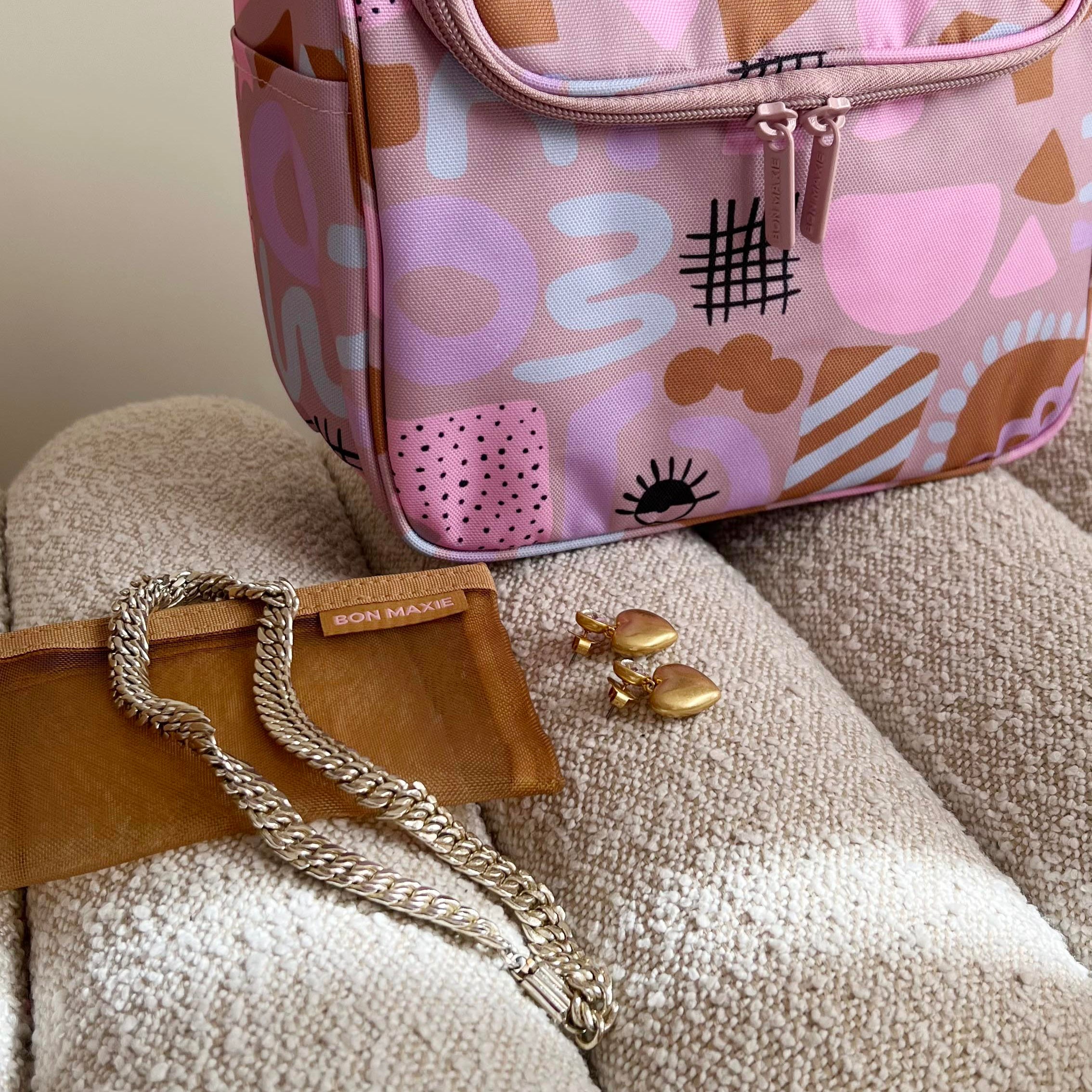 Bon Voyage Travel Toiletry Bag - Waterproof Cosmetic Organizer for Women | Perfect for Vacation, Gym & Business Trips | Dusty Rose Color