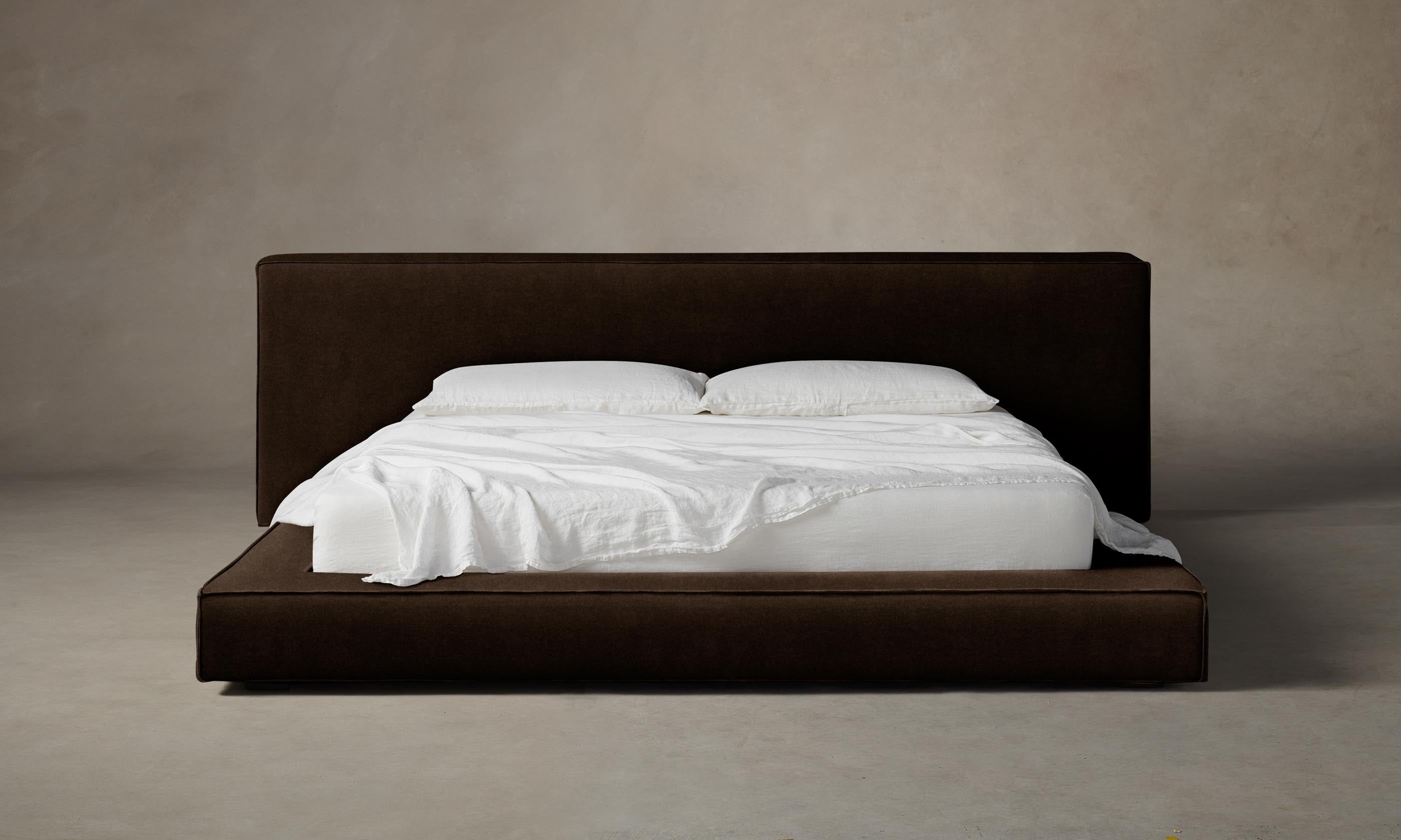 Premium Mohair Chocolate Brown Eldridge Bed - Luxurious & Comfortable Bedroom Furniture for Modern Home Decor