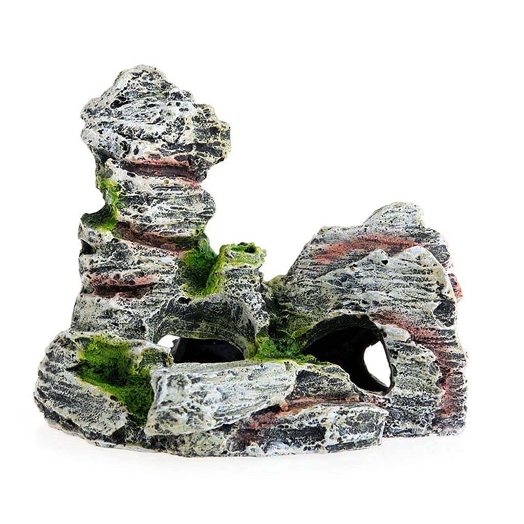 Baoblaze Resin Aquarium Decor - Mountain View Bridge Ornament with Moss for Fish Tank Landscape (11.5x9x11cm) | Perfect for Betta Fish Tanks, Aquascaping & Home Aquarium Decoration