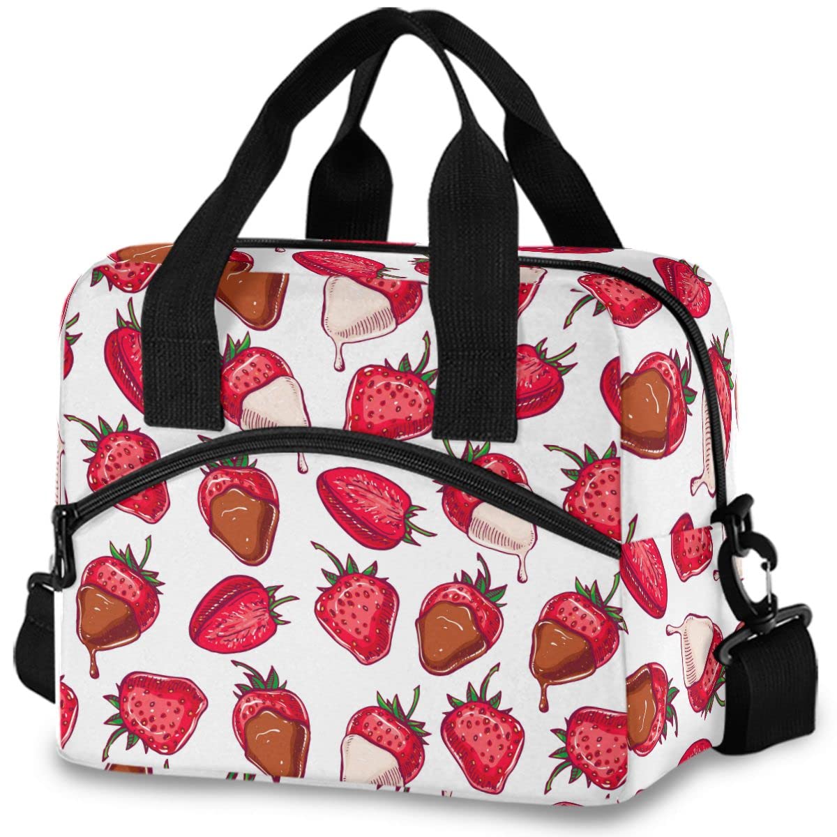 Insulated Lunch Bag for Women & Men - Reusable Leakproof Cooler Tote with Strawberry Chocolate Design - Perfect for Work, School, Picnics & Outdoor Activities