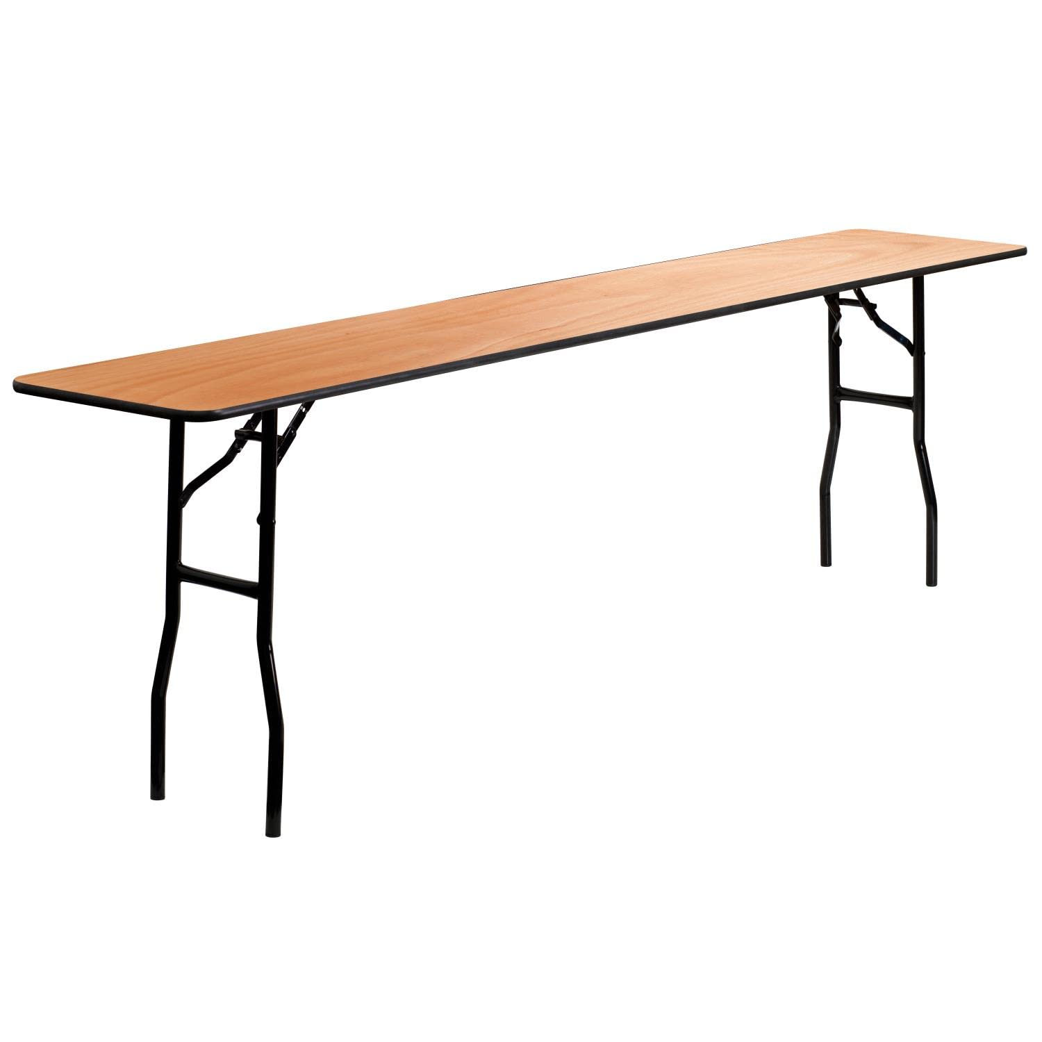 Flash Furniture 8-Foot Rectangular Wood Folding Training Table - Smooth Clear Coated Finish for Conference, Seminar & Office Meetings - Perfect for Classrooms, Events & Home Office Use