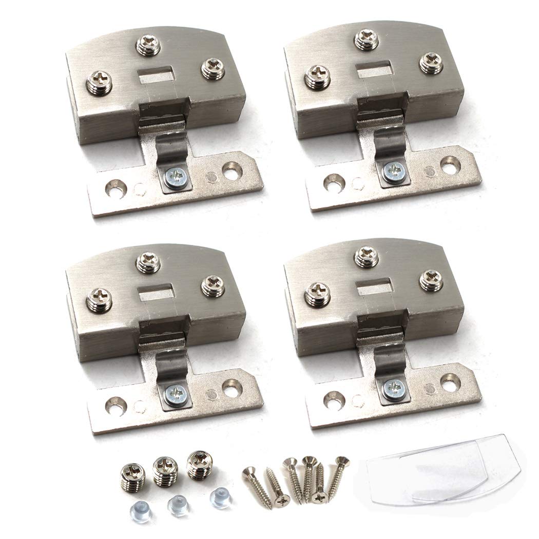 8-10mm Glass Cabinet & Shower Door Hinges - Wall Mounted Glass Clamp Hinges (4-Pack) for Bathroom, Kitchen & Closet Glass Doors