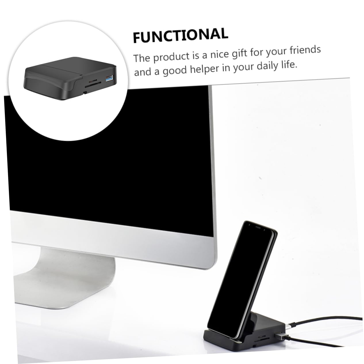 KONTONTY 8-in-1 USB C Docking Station with Phone Holder - 8 Port USB Hub Adapter for Laptop, PC, MacBook - Ideal for Home Office, Gaming & Multi-Device Charging