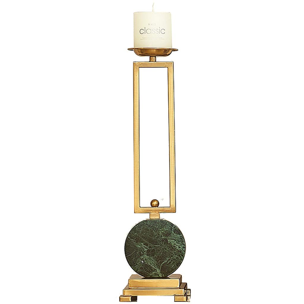 Modern Golden Marble Metal Candle Holder Stand - Rectangle Turned Column Pillar Candle Stand for Table Decor, Wedding Centerpiece, Dining Room & Living Room Decoration (Size M)