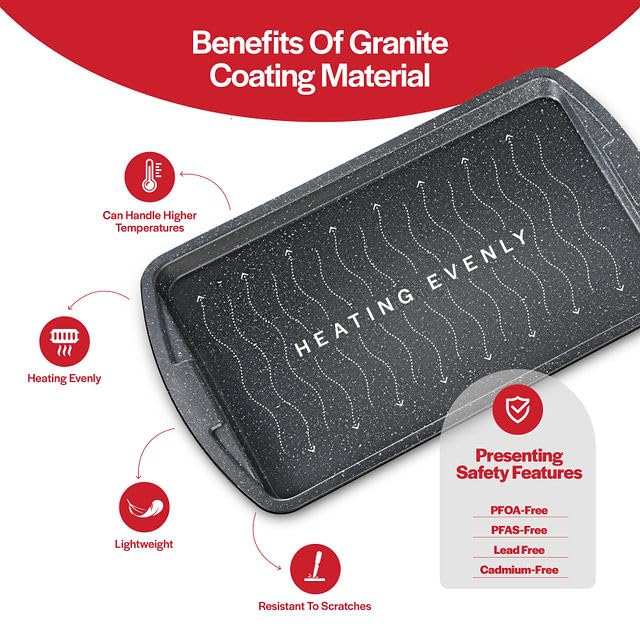Premium 6-Piece Stackable Non-Stick Bakeware Set - Carbon Steel with Gray Stone Coating for Professional & Home Baking - Perfect for Cakes, Cookies, Bread & Pastries