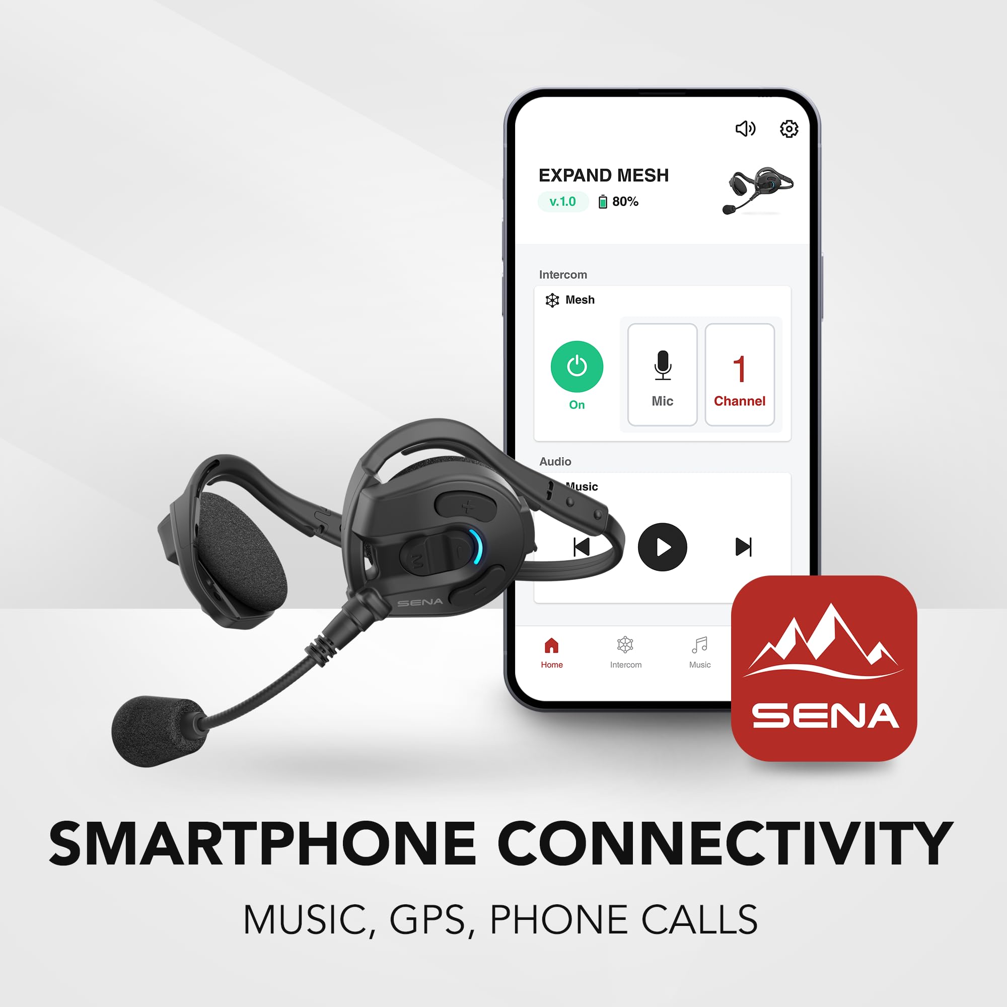 Sena Expand Multi-Sport Bluetooth & Mesh Intercom Headset - Wireless Communication for Hiking, Rock Climbing, Fishing, Hunting | Perfect for Outdoor Adventures & Group Activities