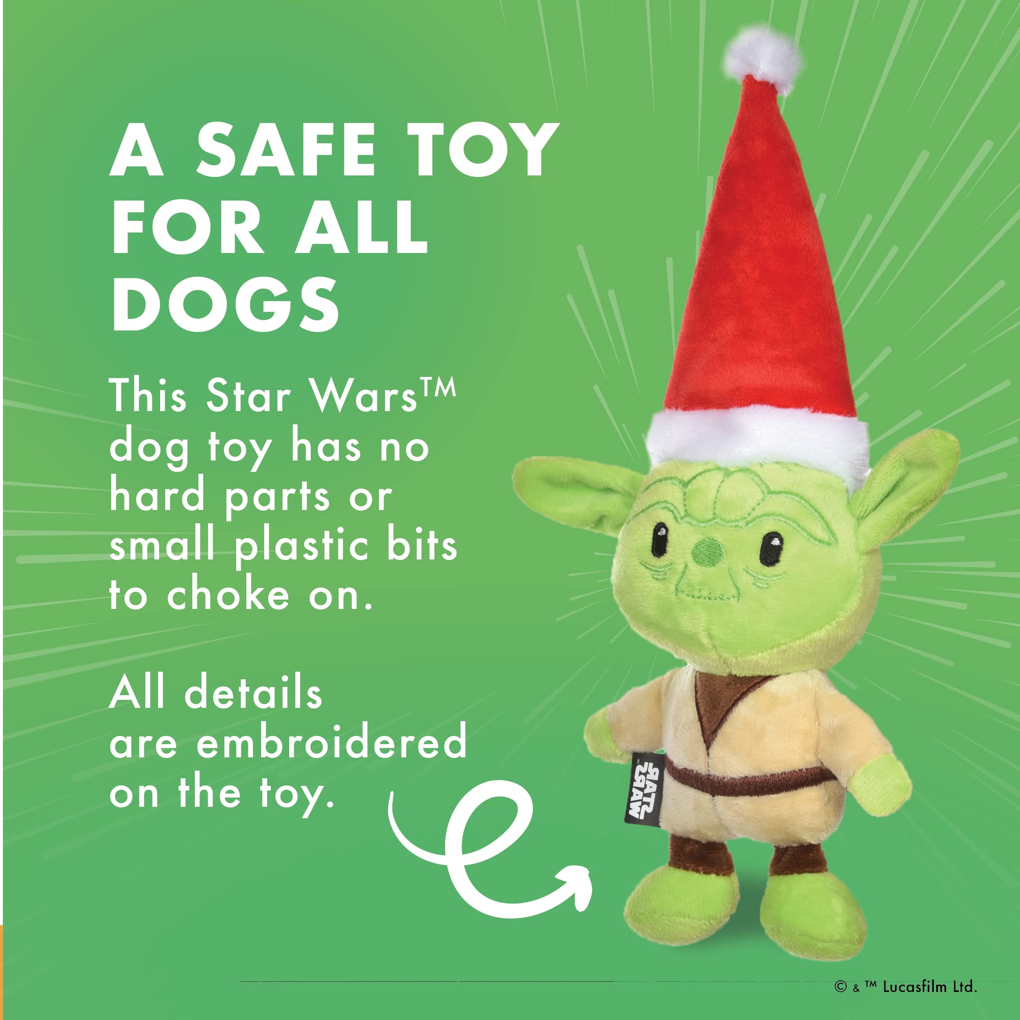 Star Wars Yoda Dog Toy - Santa Yoda Squeaky Chew Toy for Small Dogs | 6 Inch Holiday Plush Toy for Puppies | Perfect Christmas Gift for Star Wars Fans & Pet Lovers | Fun Interactive Playtime & Training Reward