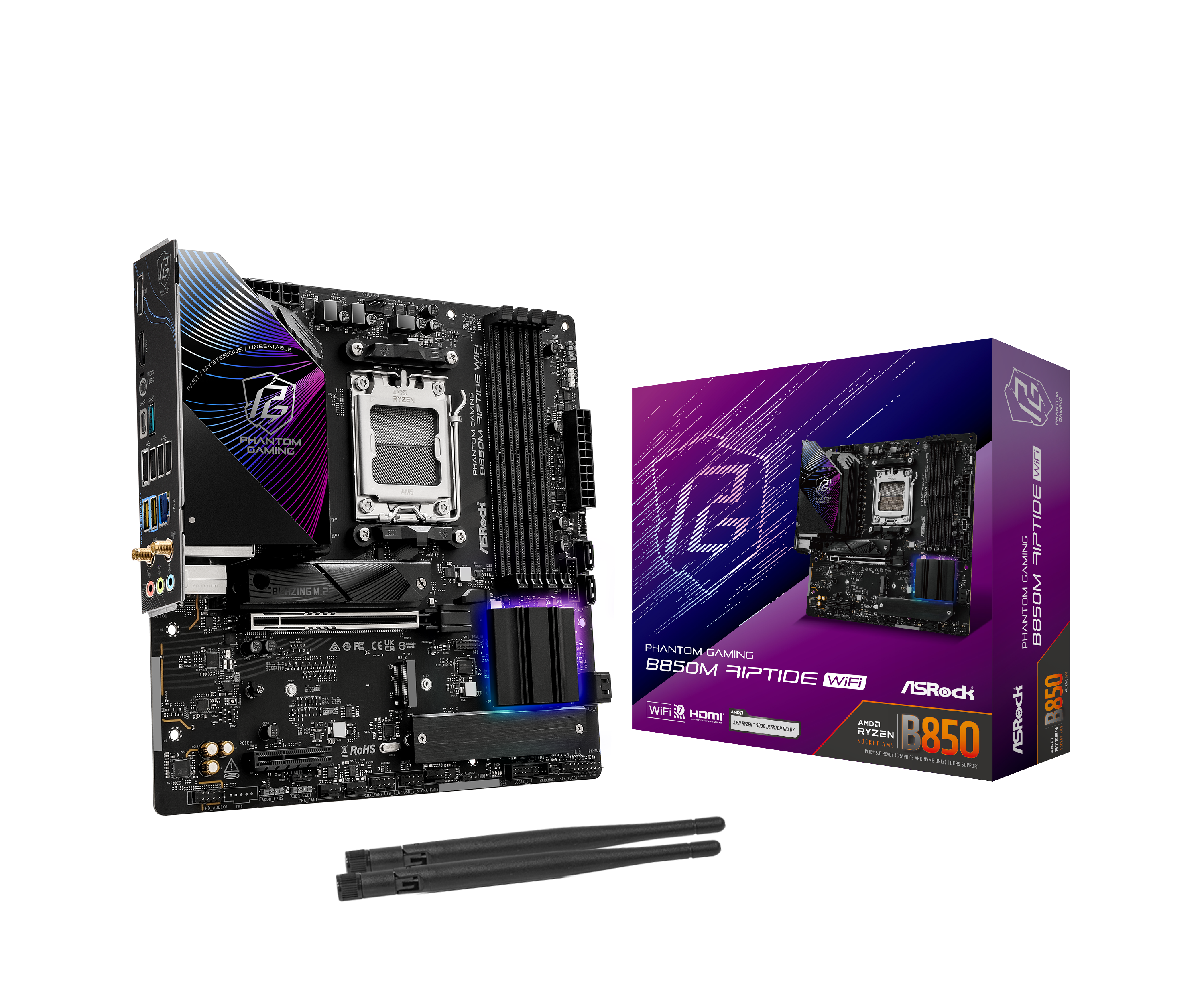 ASRock B850M Riptide WiFi AM5 DDR5 Micro ATX Gaming Motherboard - Perfect for PC Builds, Streaming & Content Creation