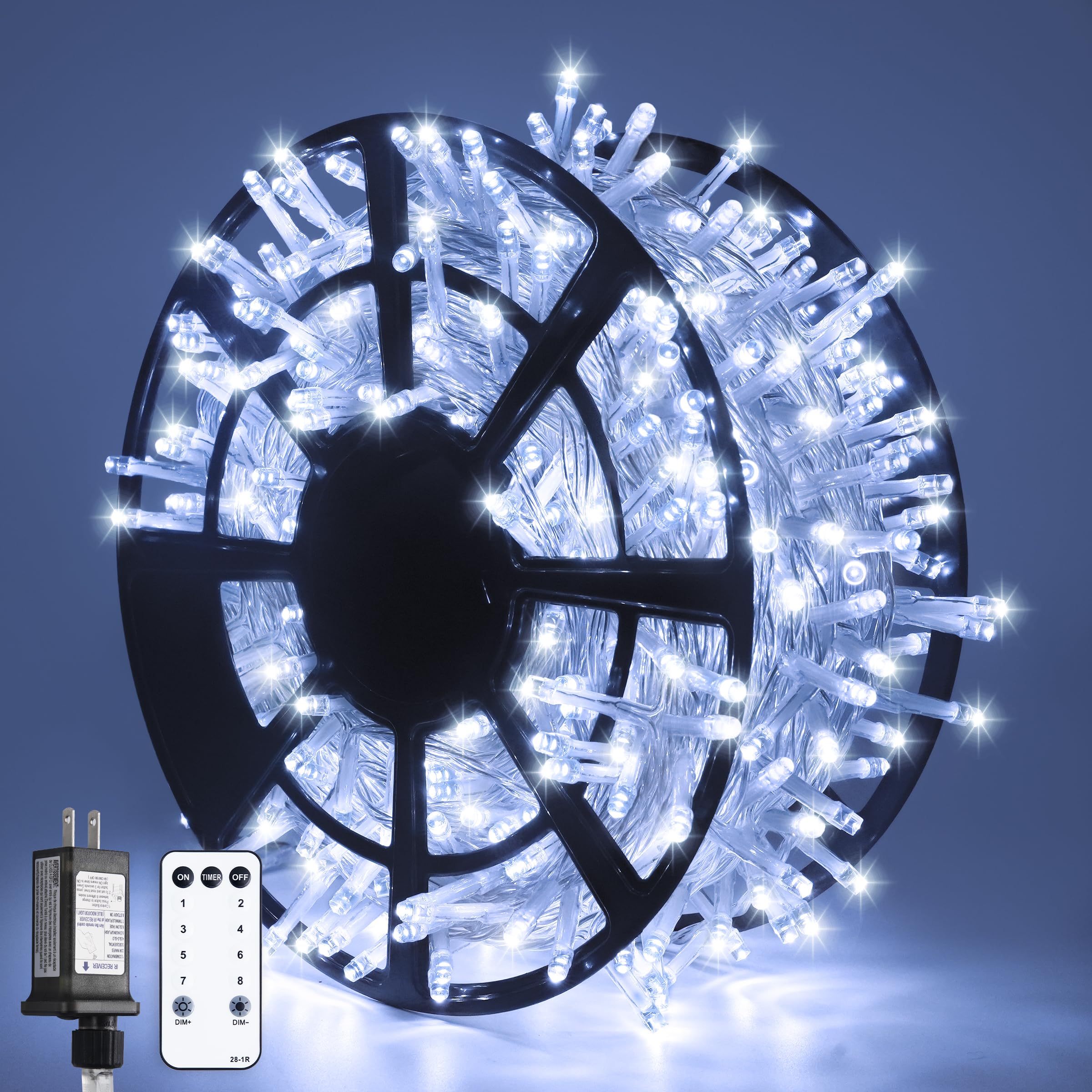 JMEXSUSS 600 LED 168FT Outdoor Waterproof Christmas Lights with Remote - Cool White String Lights for Indoor/Outdoor Holiday Decor, Christmas Tree, Wedding, Room & Party Decorations - Perfect for Home, Garden, and Festive Events
