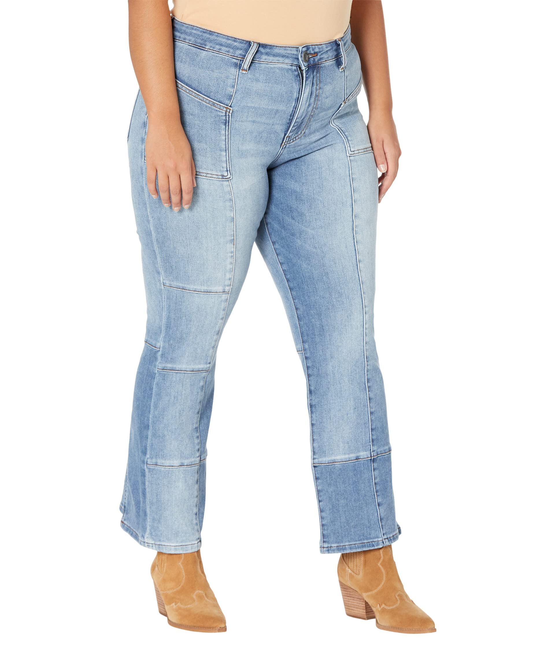 KUT from the Kloth Kelsey High-Rise Block Plants in Sacred - Women's Comfortable Stretch Jeans for Casual Wear & Everyday Outfits