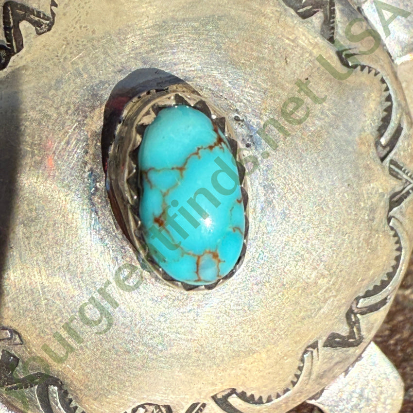 Vintage Kewa Indian Sterling Silver & Turquoise Tortoise Brooch Pin by Larry Pacheco - Handmade Native American Jewelry for Collectors, Gift Giving & Special Occasions