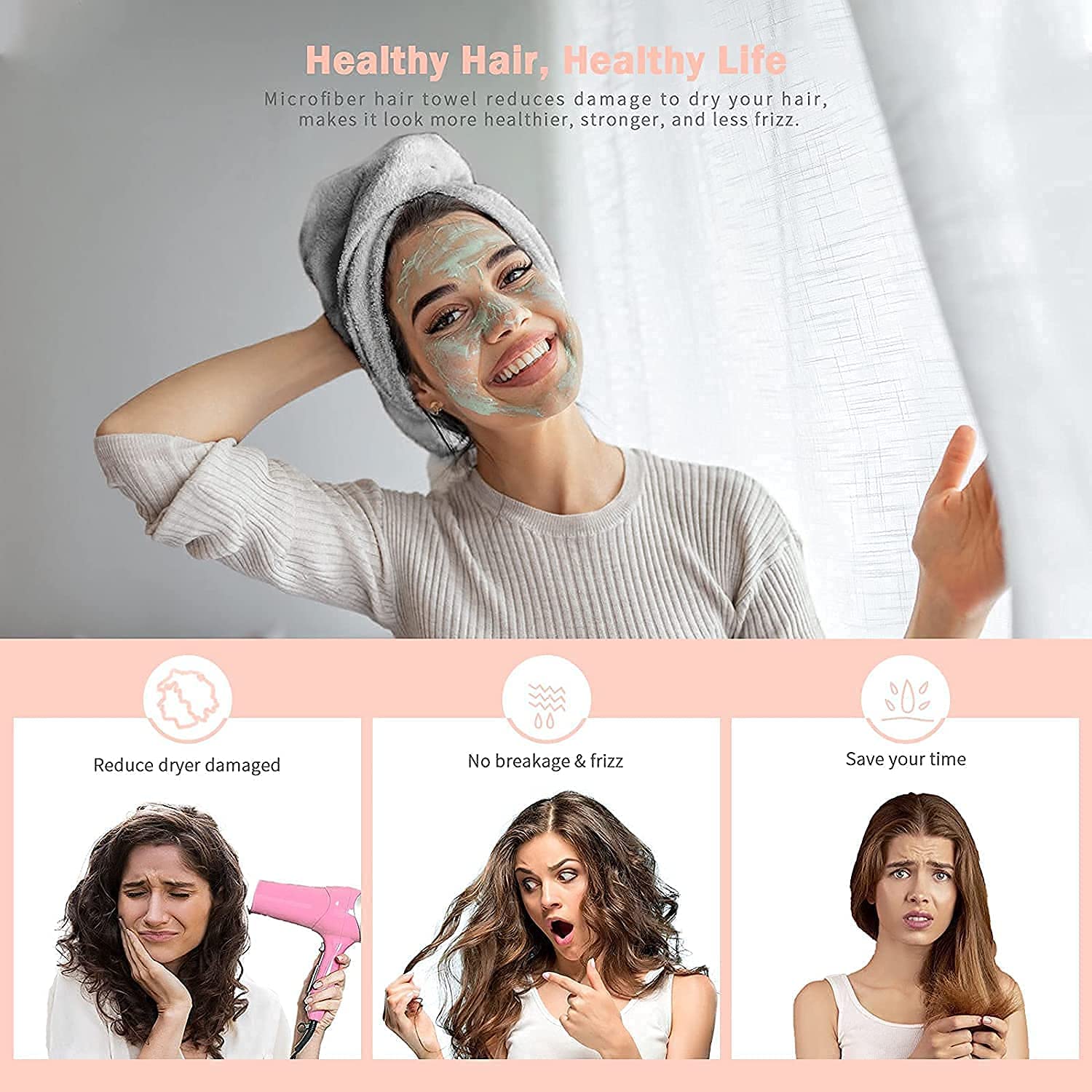 Premium 500 GSM Microfiber Hair Towel - Ultra Absorbent Quick Dry Hair Wrap for Women & Men - Salon Quality Bathrobe & Hair Dry Cap (Multicolor, Set of 1) - Perfect for Home, Gym, Travel & Spa Use