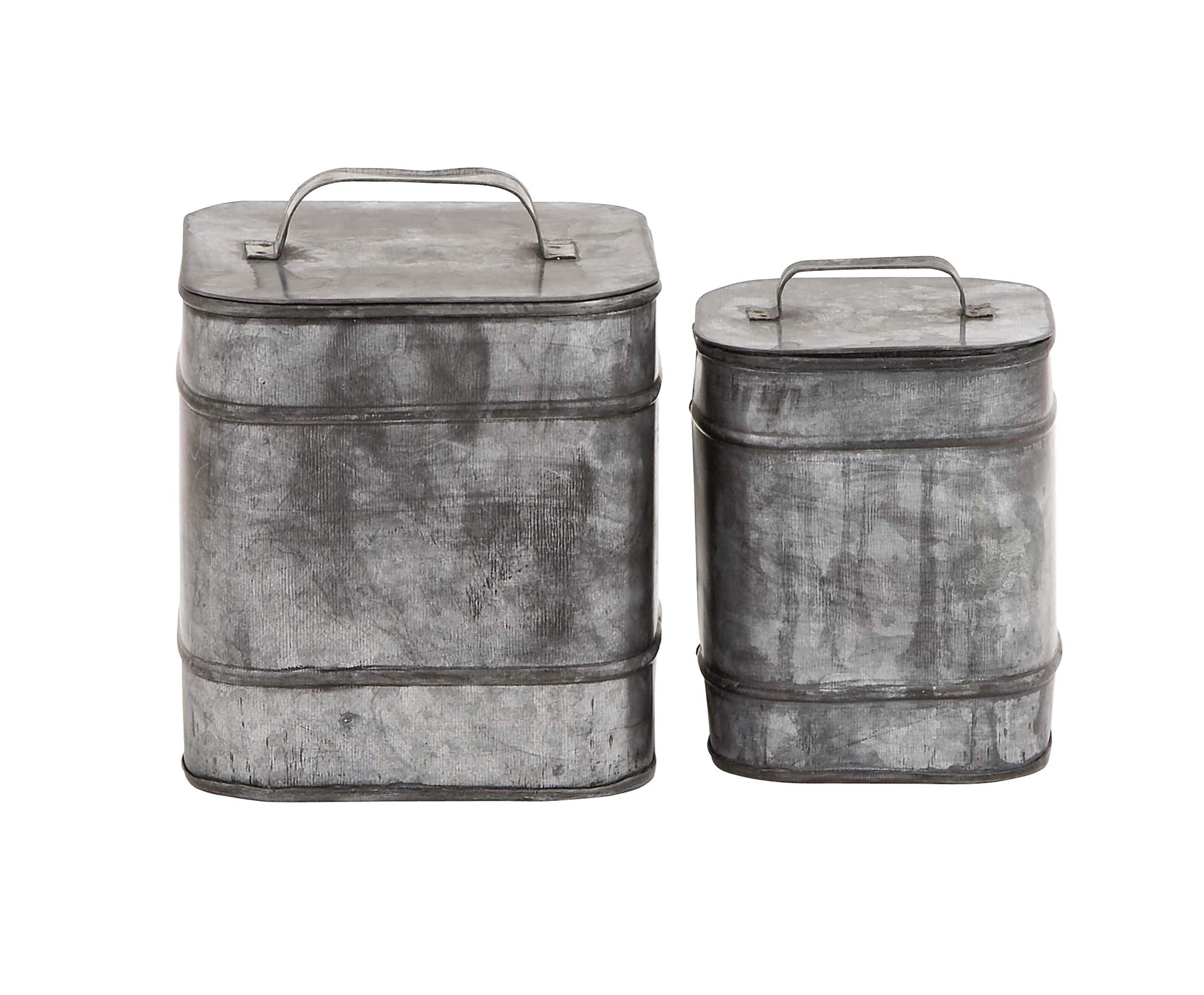 Deco 79 Silver Metal Decorative Canisters Set of 2 - 8